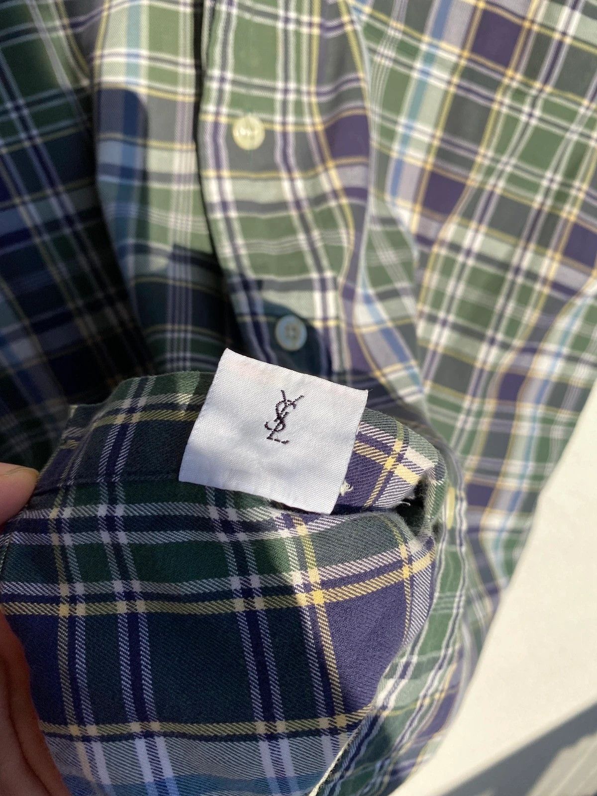 Yves Saint Laurent Summer YSL Shirt Cotton Green Check Yves Saint Laurent Shirt Size US S / EU 44-46 / 1 - 6 Thumbnail