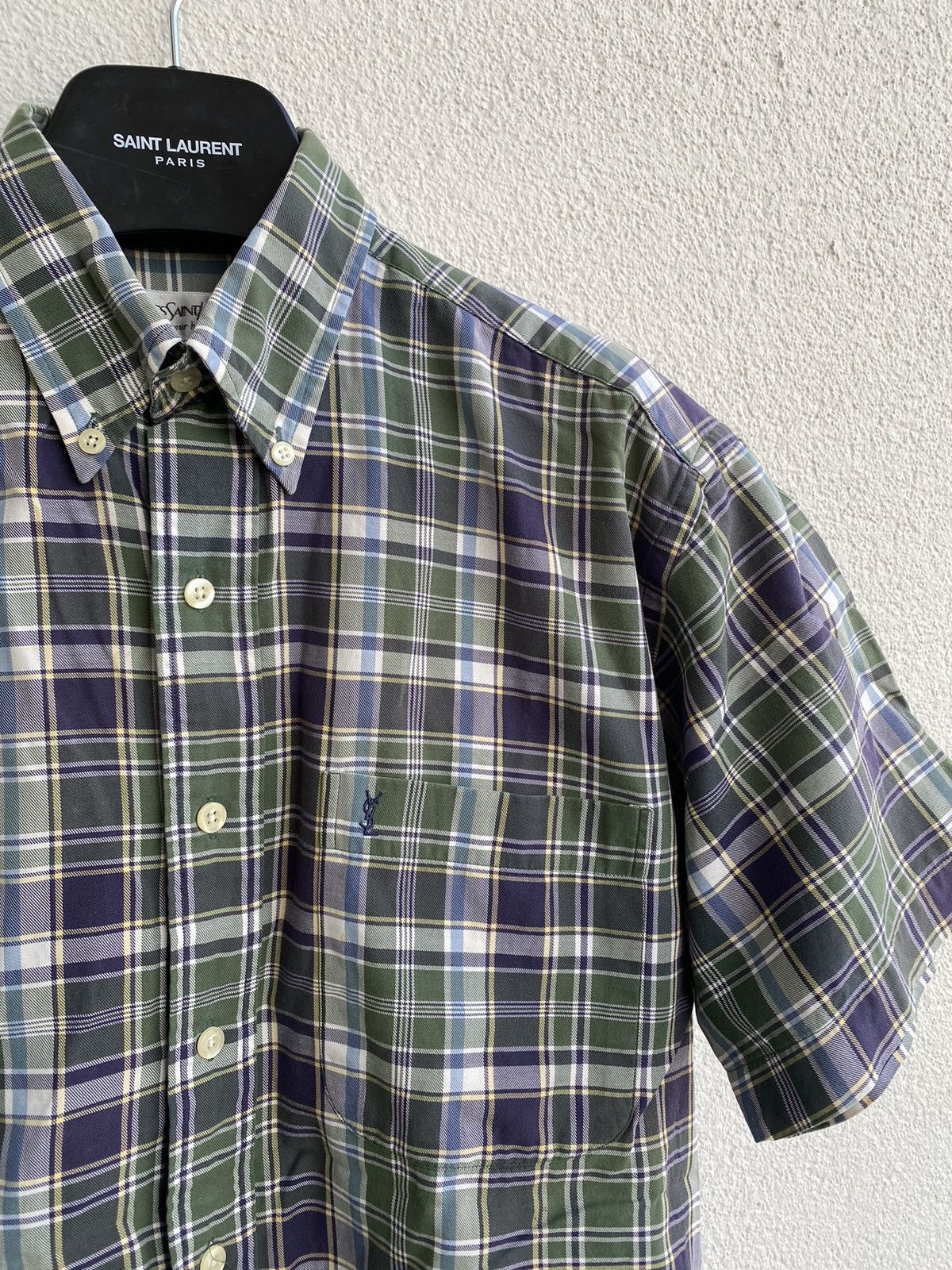 Yves Saint Laurent Summer YSL Shirt Cotton Green Check Yves Saint Laurent Shirt Size US S / EU 44-46 / 1 - 9 Thumbnail