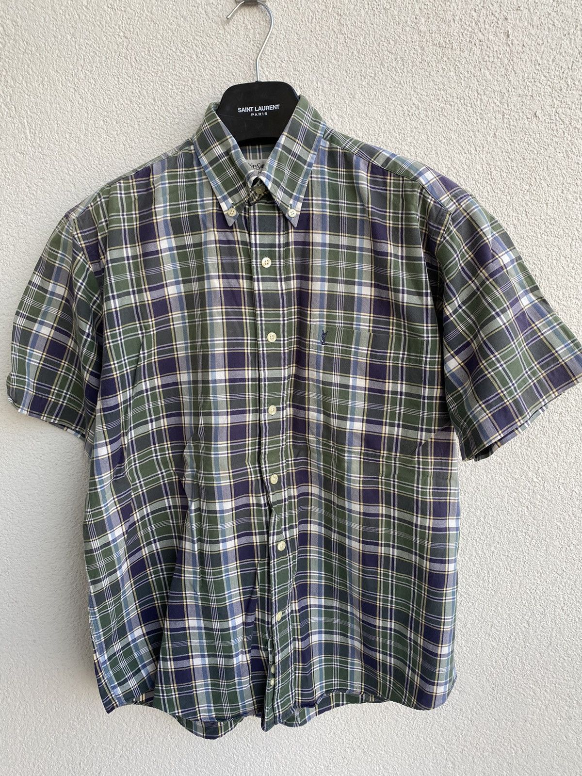 Yves Saint Laurent Summer YSL Shirt Cotton Green Check Yves Saint Laurent Shirt Size US S / EU 44-46 / 1 - 3 Thumbnail