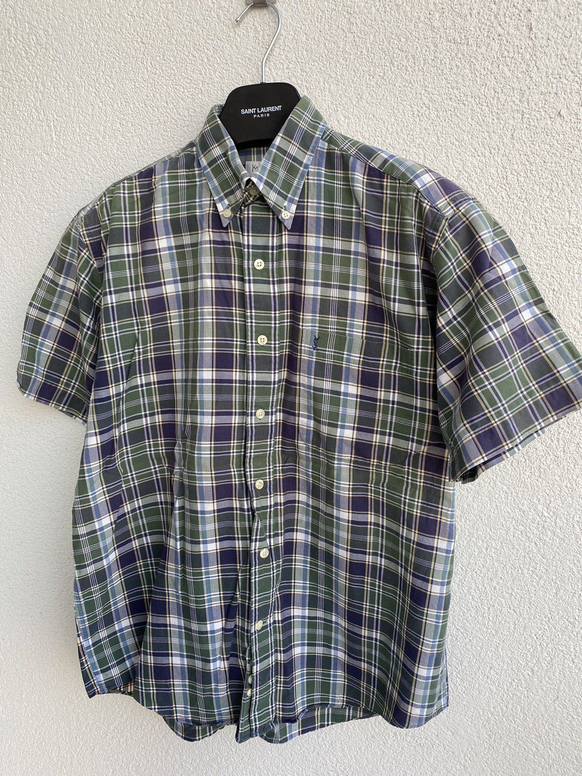 Yves Saint Laurent Summer YSL Shirt Cotton Green Check Yves Saint Laurent Shirt Size US S / EU 44-46 / 1 - 11 Thumbnail