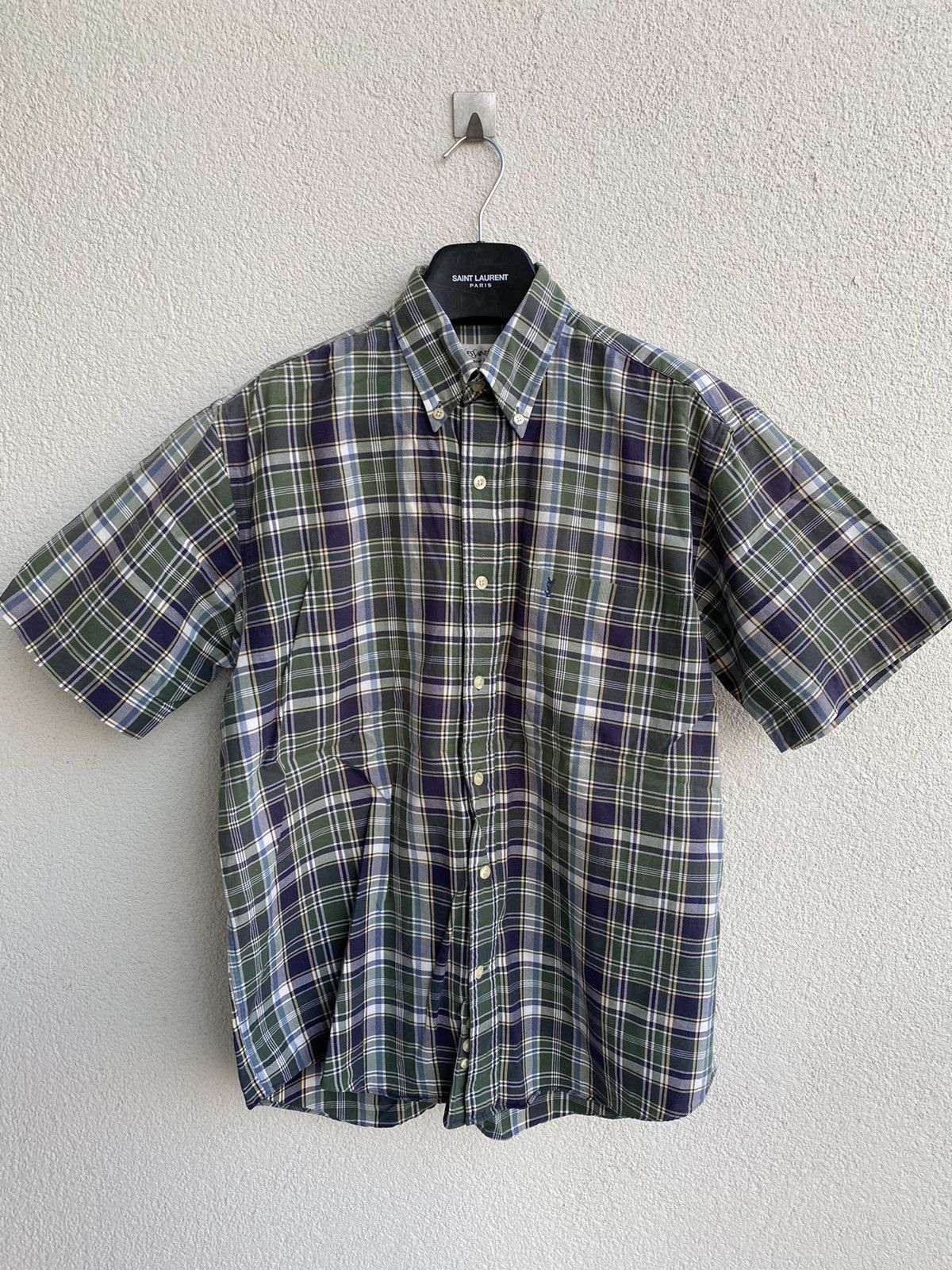 Yves Saint Laurent Summer YSL Shirt Cotton Green Check Yves Saint Laurent Shirt Size US S / EU 44-46 / 1 - 8 Thumbnail