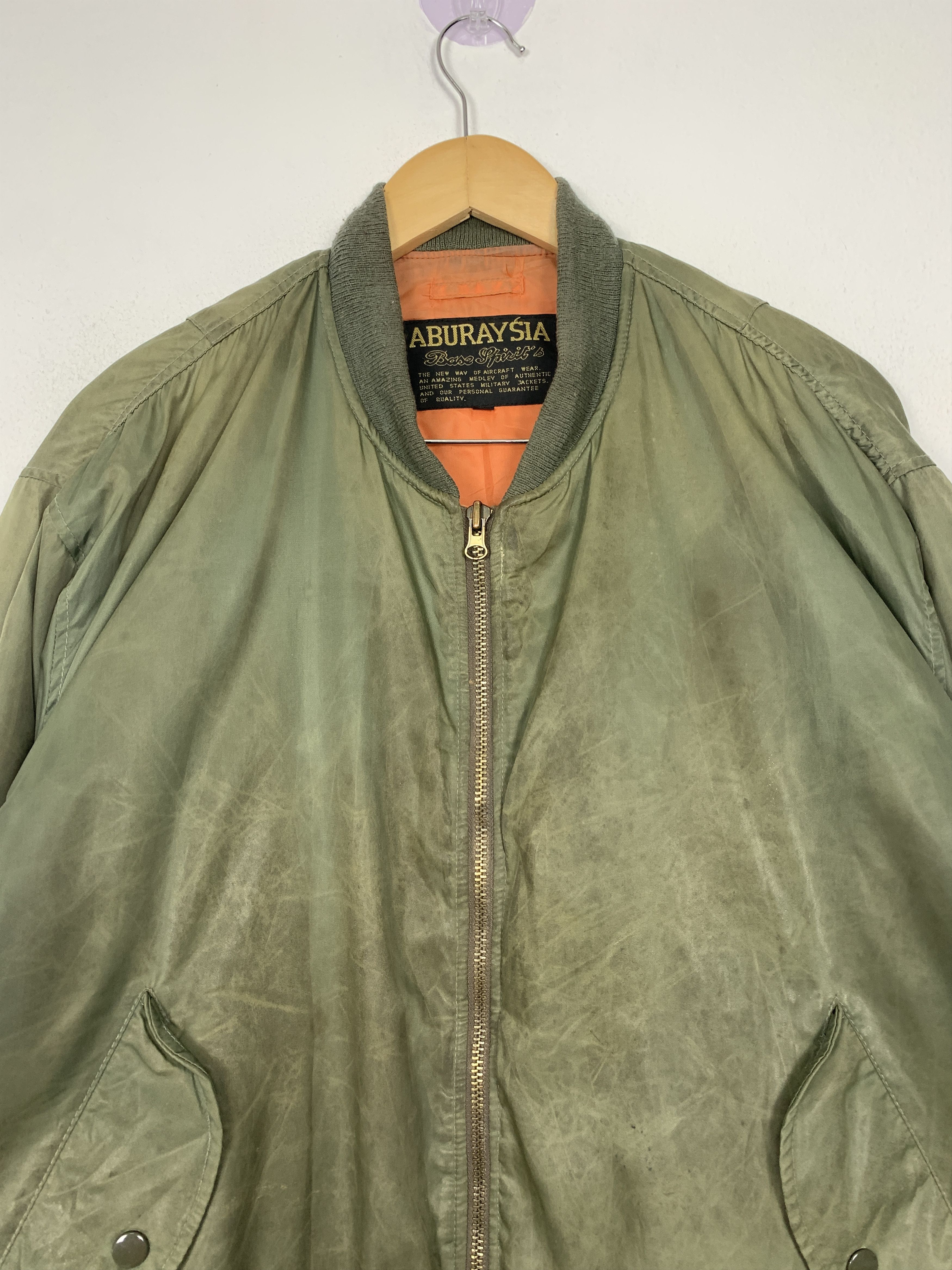 Japanese Brand Vintage ABURAYSIA Sunfaded Military Bomber Jacket J1434 Size US M / EU 48-50 / 2 - 2 Thumbnail