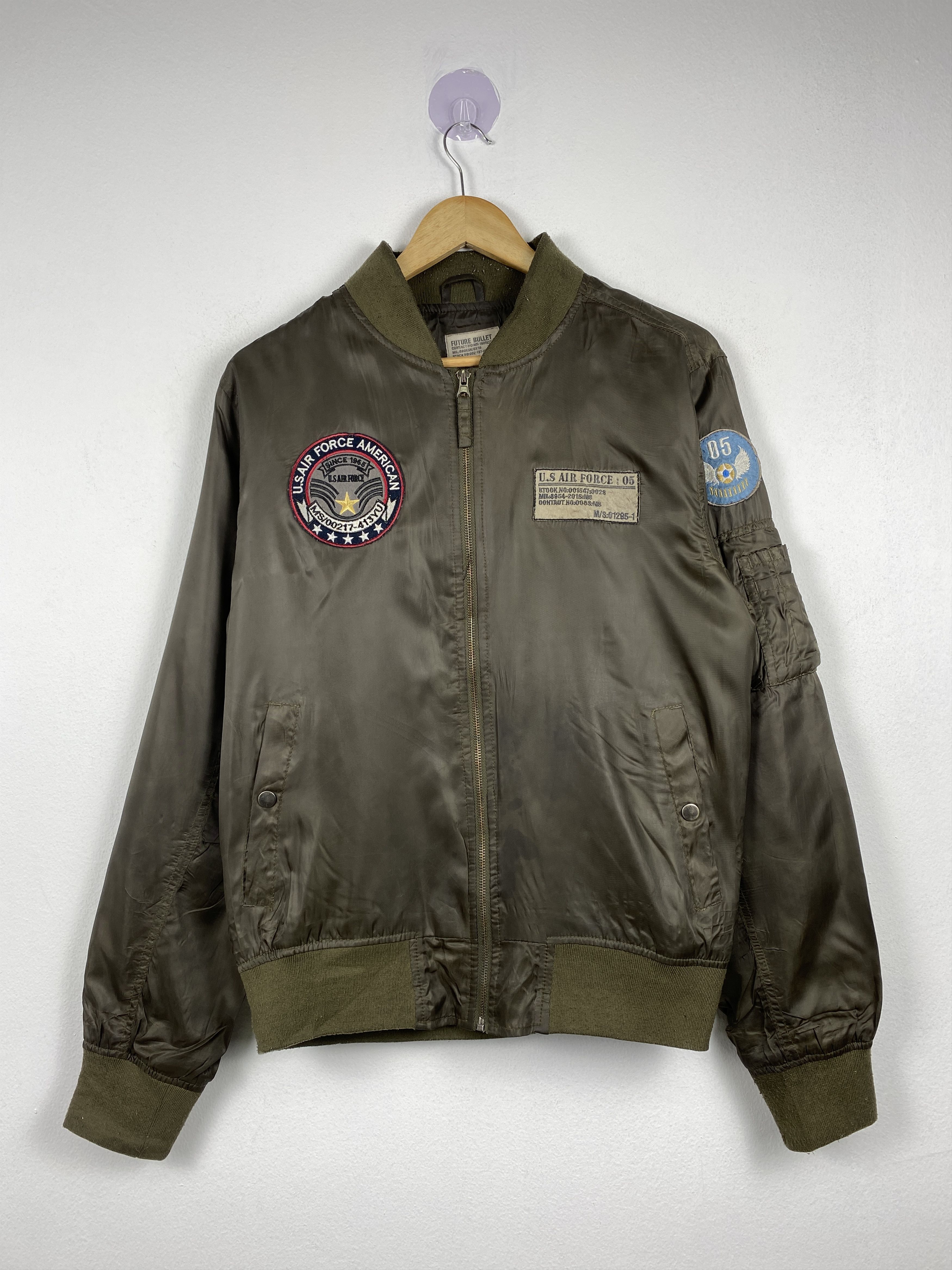 Vintage Vintage US AIR FORCE Patches Zip Up Bombers Jacket J1210 Size US S / EU 44-46 / 1 - 1 Thumbnail