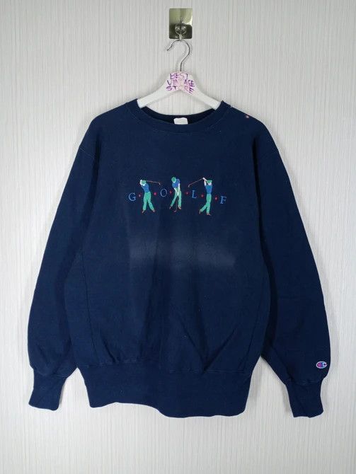 Champion × Vintage Rare Distressed Vintage Champion Play Golf Sweatshirt Size US L / EU 52-54 / 3 - 1 Thumbnail