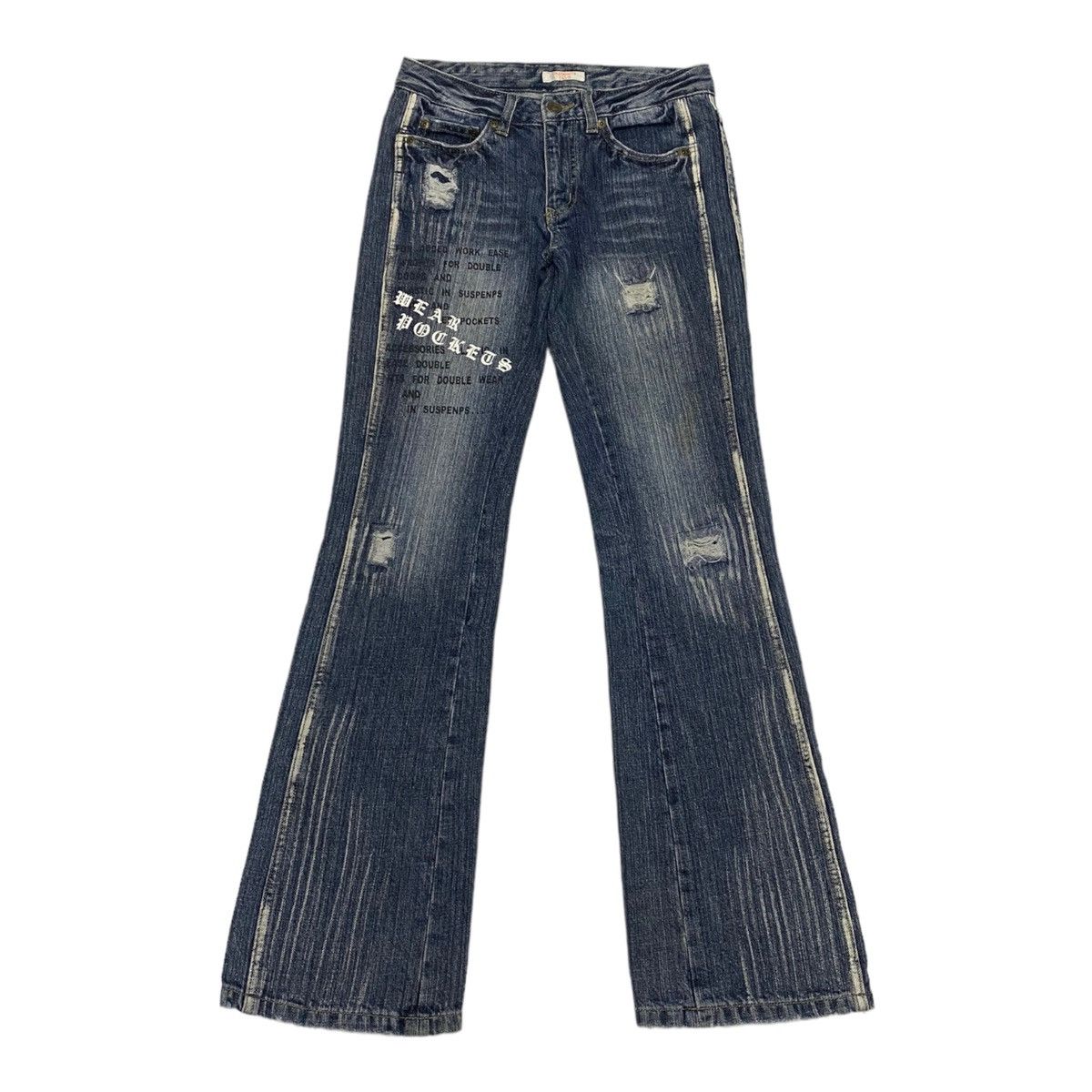 POEM DENIM STYLE CASTANETS CLUB FLARED DENIM PANTS