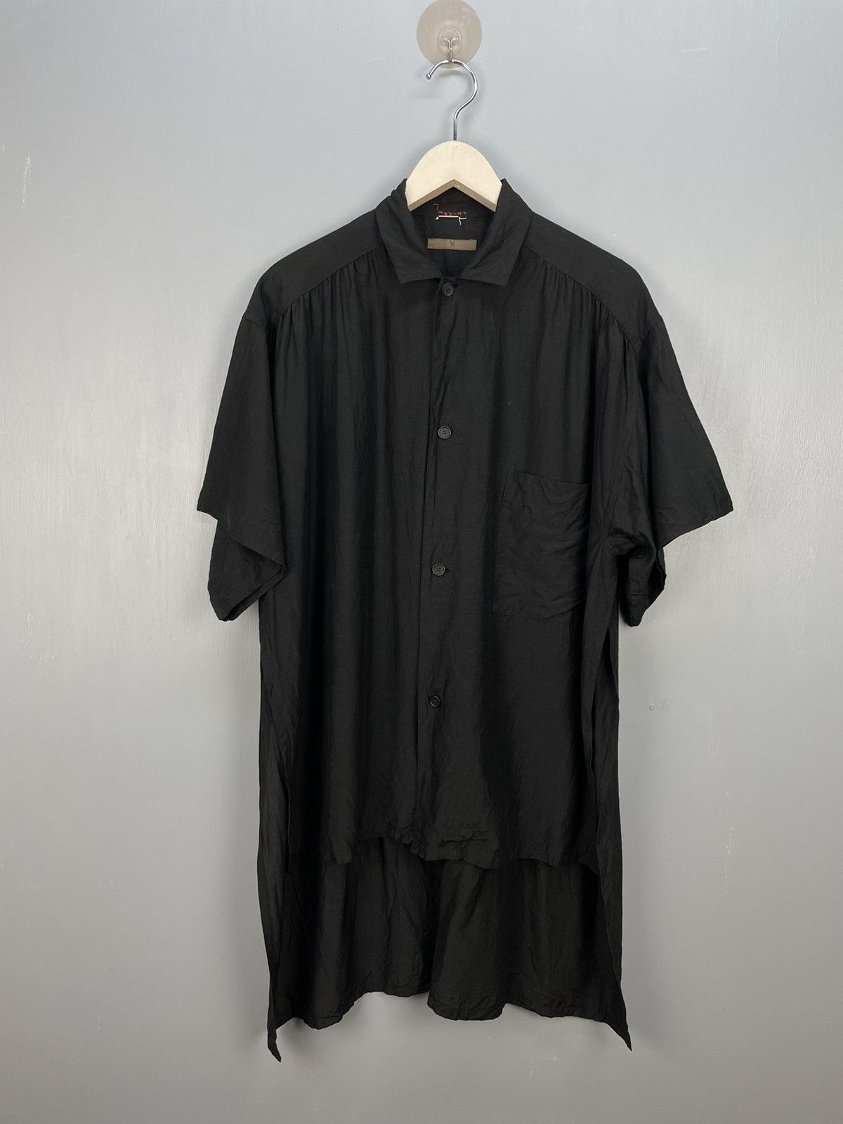 image of Y’S Yohji Yamamoto Design Button Up Shirt in Black, Men's (Size XL)