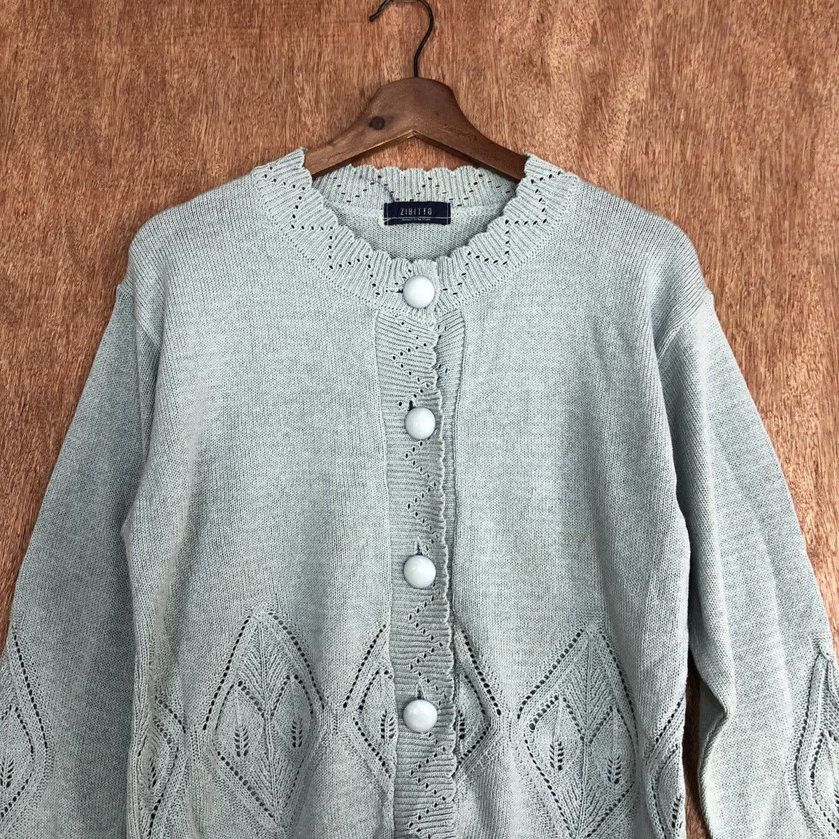 Vintage Zibitto Soft Blue Knitwear cardigan japan #6043 Size US M / EU 48-50 / 2 - 2 Thumbnail