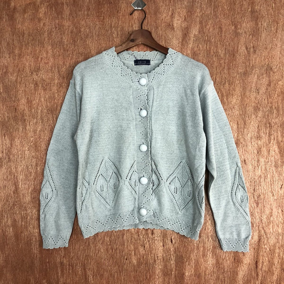 Vintage Zibitto Soft Blue Knitwear cardigan japan #6043 Size US M / EU 48-50 / 2 - 1 Thumbnail