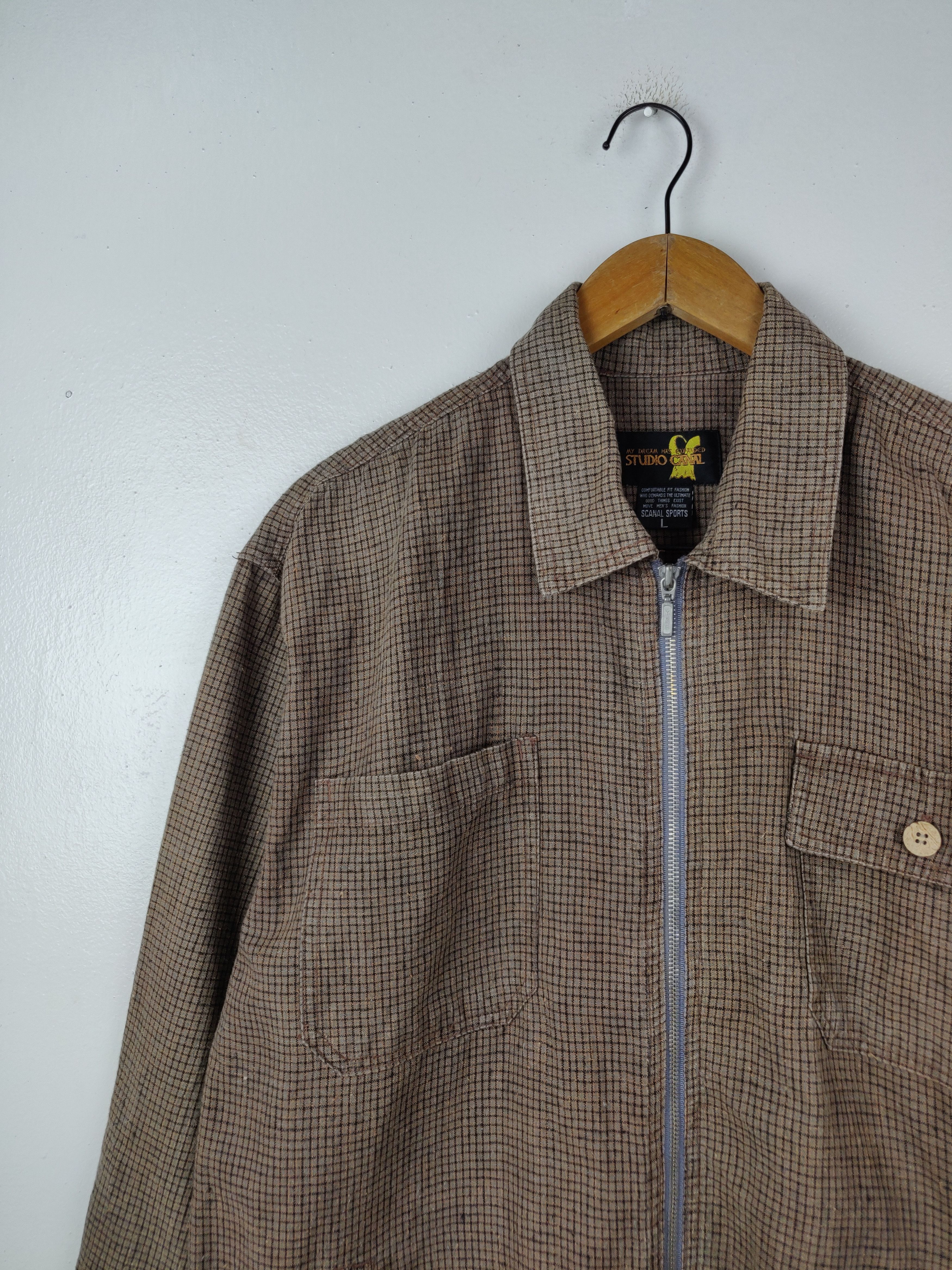 Canal New York Vintage Studio Canal Small Checked Zipper Jacket Size US L / EU 52-54 / 3 - 5 Thumbnail