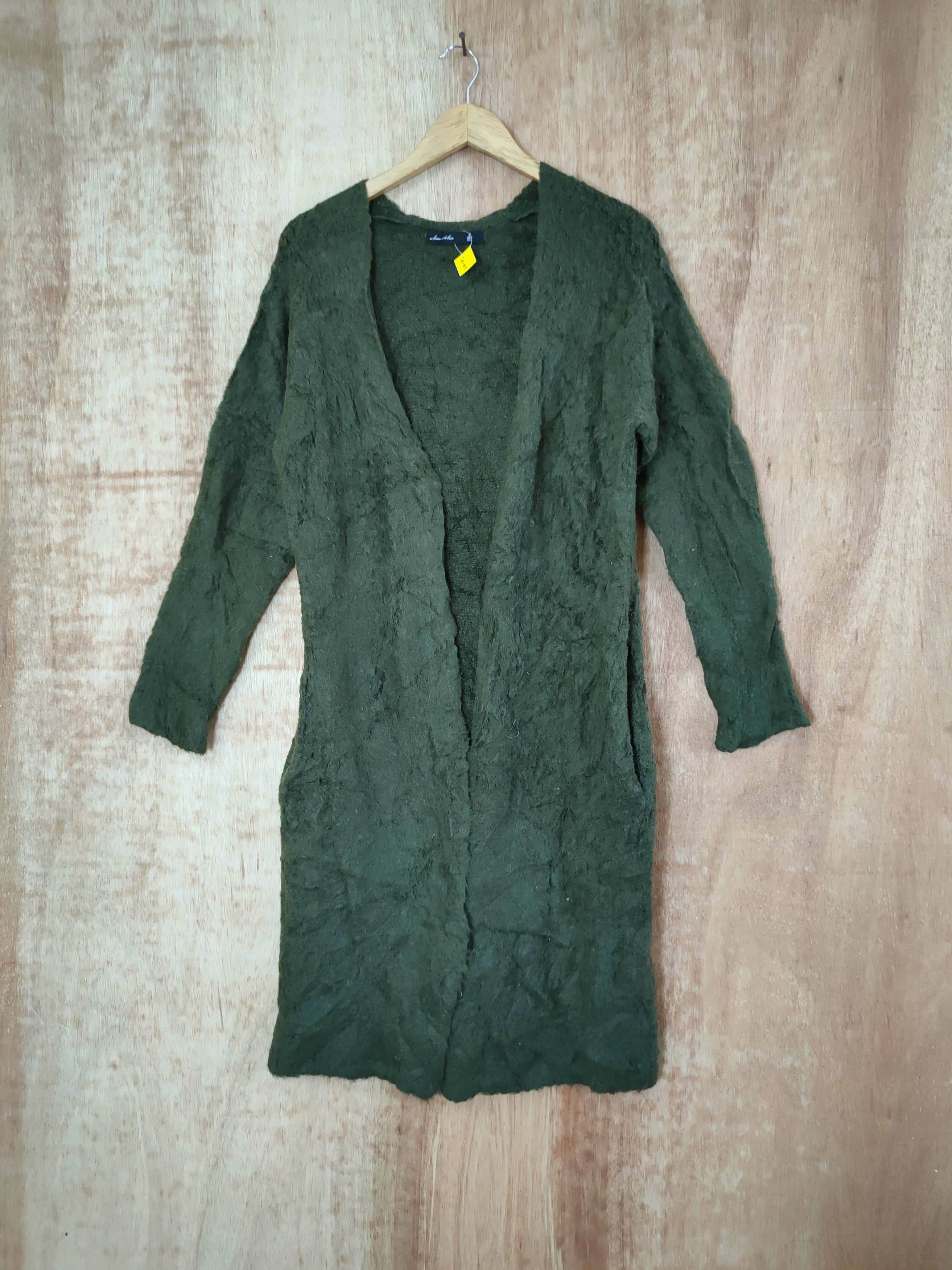 image of Homespun Knitwear x Winter Session Ad Know As A Base Long Cardigan Mohair Fur Shaggy 46-602 in Gree