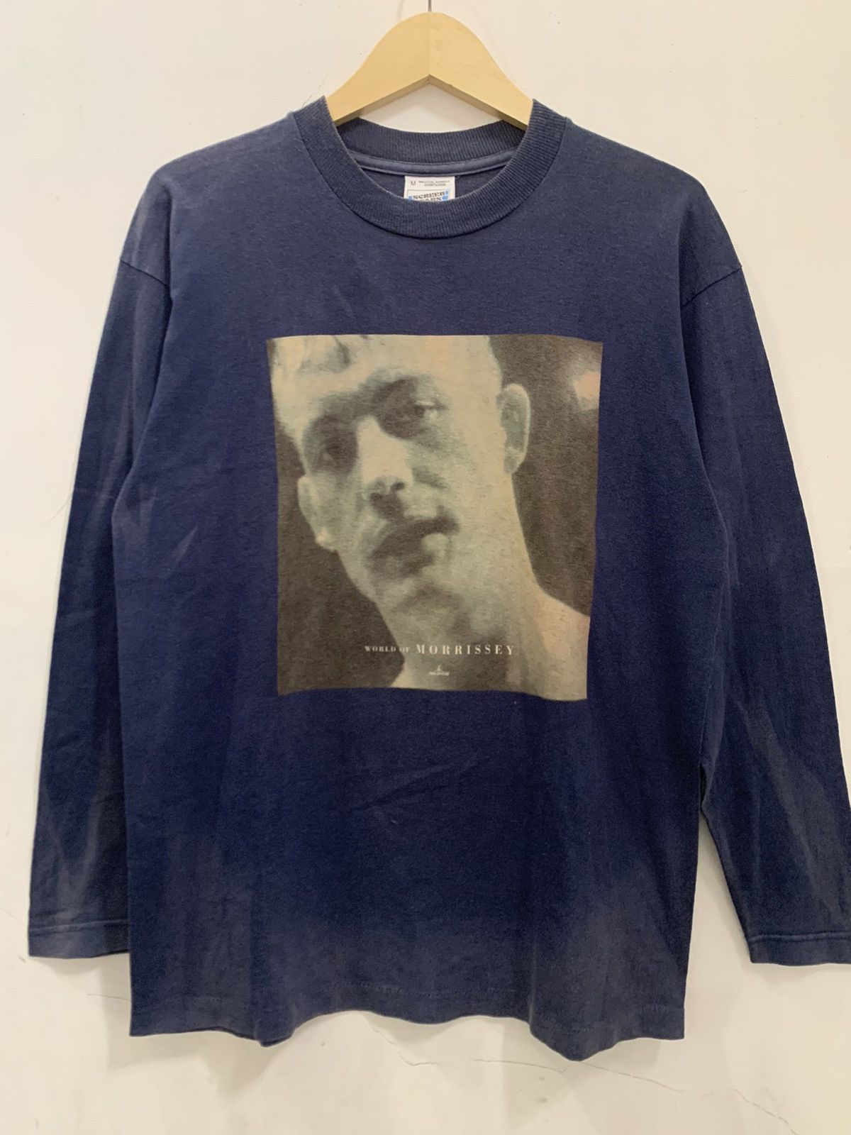 image of Vintage 90's Morrissey World Of Morrissey Long Sleeve in Blue, Men's (Size Medium)