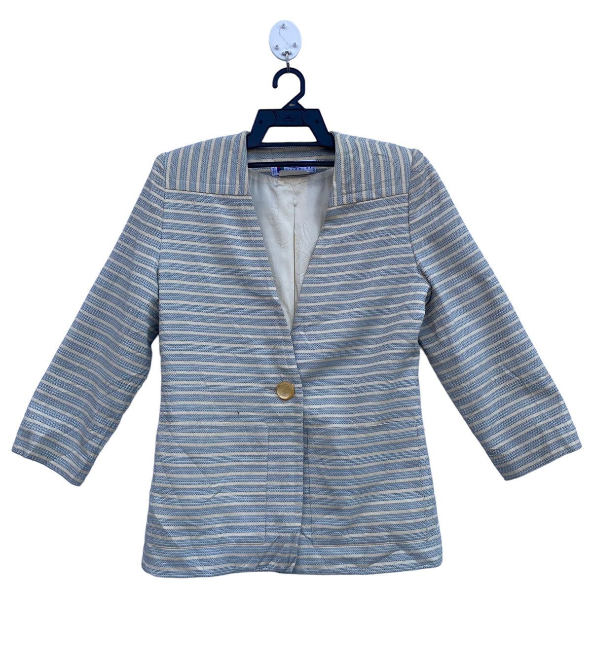 Givenchy × Vintage 80s Givenchy sky blue model stripe design blazer jacket Size S / US 4 / IT 40 - 1 Thumbnail