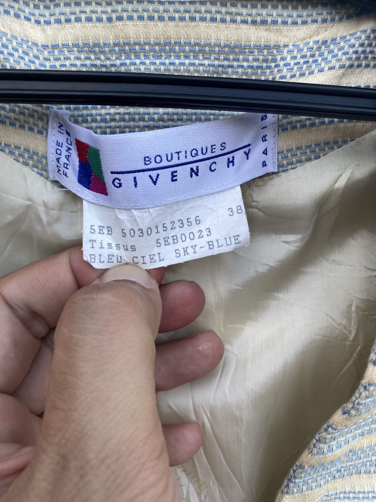 Givenchy × Vintage 80s Givenchy sky blue model stripe design blazer jacket Size S / US 4 / IT 40 - 7 Thumbnail