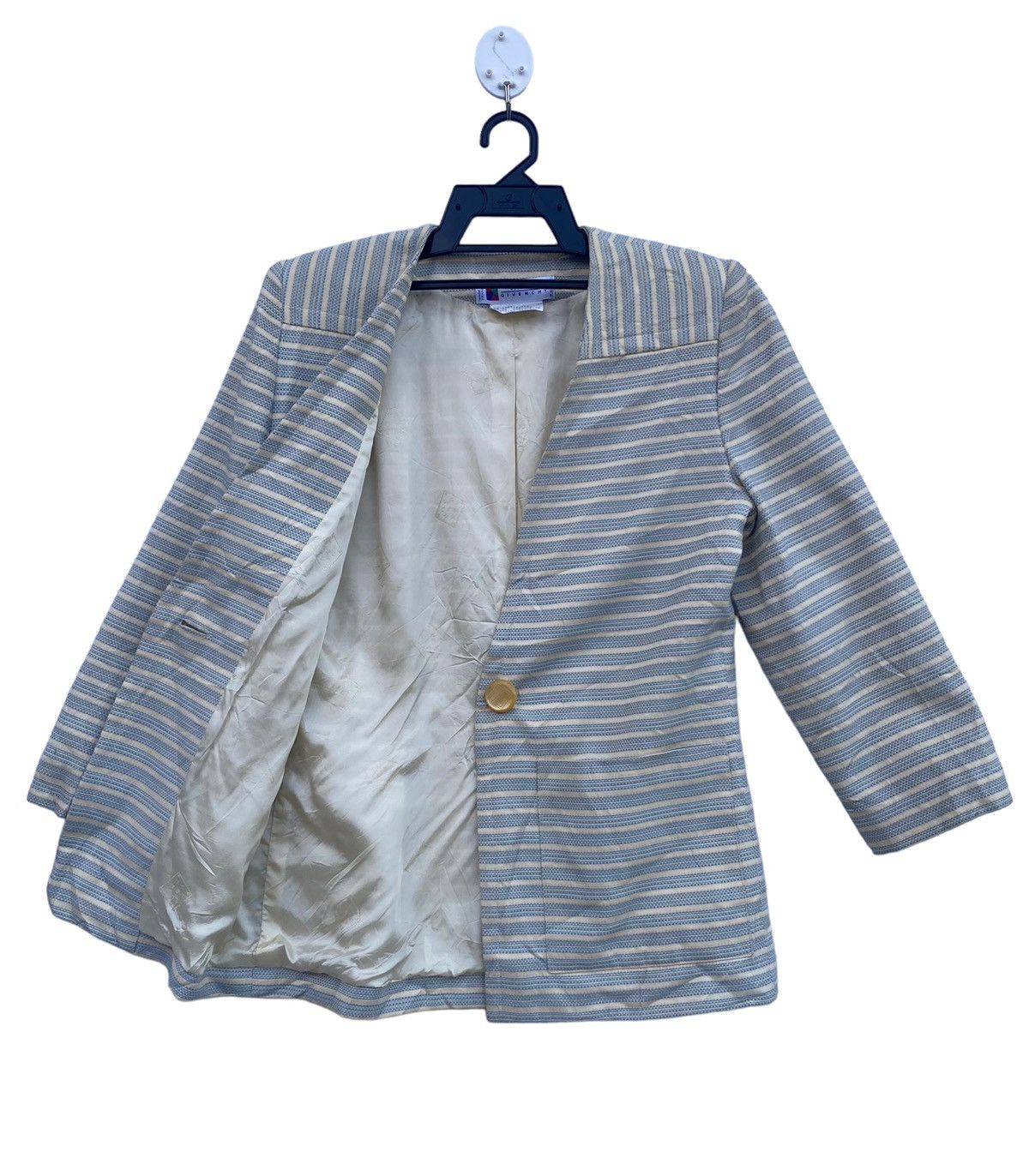 Givenchy × Vintage 80s Givenchy sky blue model stripe design blazer jacket Size S / US 4 / IT 40 - 2 Thumbnail