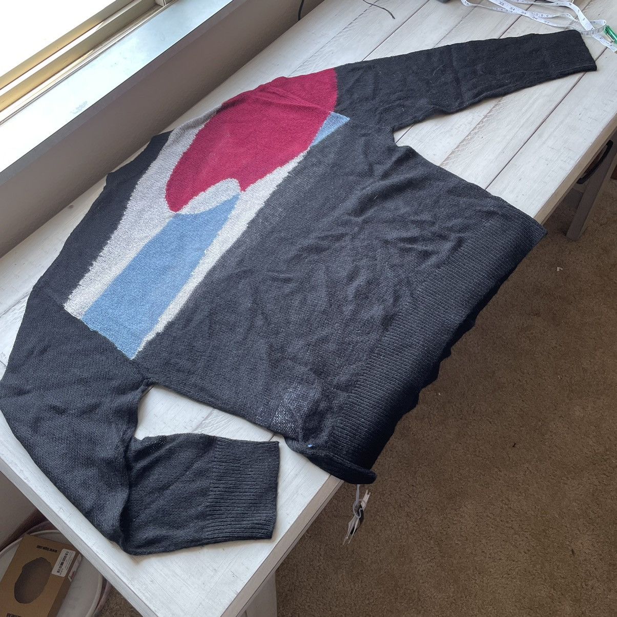 C2H4 LiGHTWEiGHT LOOSE GAUGE ELLiPSE PANELED MOHAiR SWEATER Size US L / EU 52-54 / 3 - 13 Thumbnail