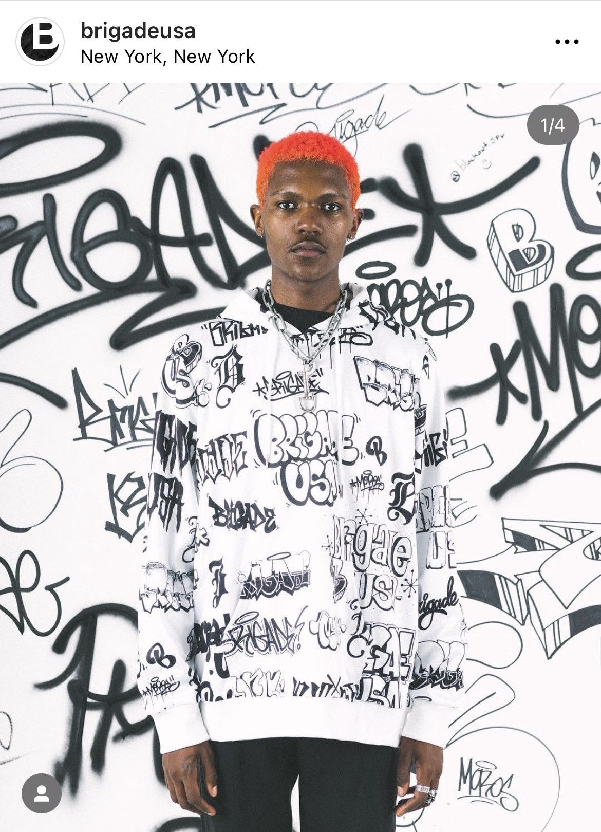 image of 2018 Brigade X Moros Allover Print Handstyle Graffiti Hoodie in White, Men's (Size Large)