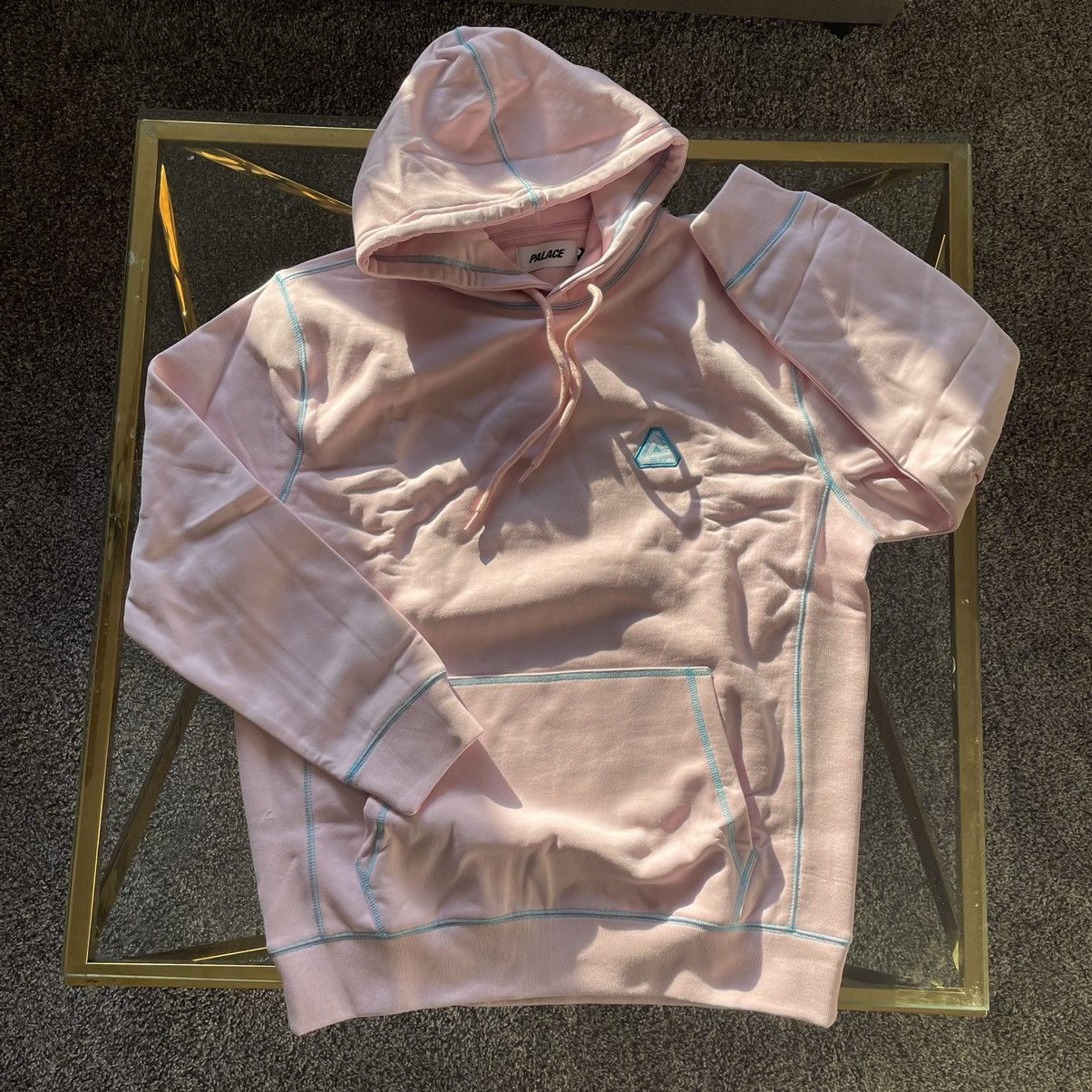 image of Palace Miami Vice Neo Contrast Stitch Hood Triferg Patch Sweatshirt in Pink, Men's (Size Large)