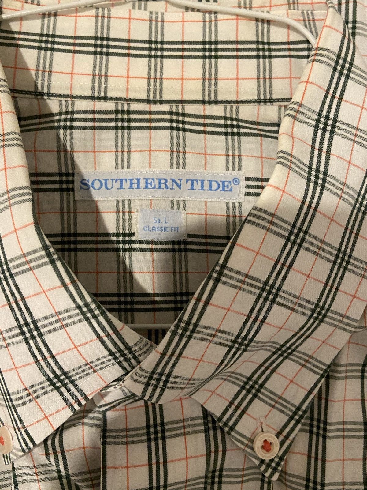 Southern Tide 🆕 Southern Tide Button Down - White w/ Green & Orange Plaid Size US L / EU 52-54 / 3 - 10 Thumbnail