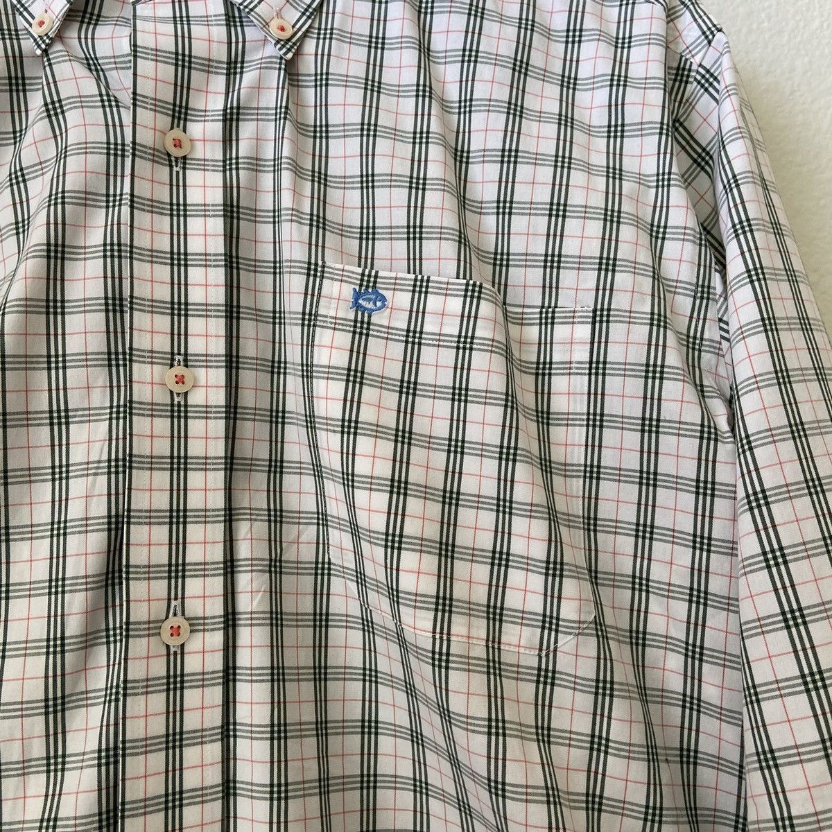 Southern Tide 🆕 Southern Tide Button Down - White w/ Green & Orange Plaid Size US L / EU 52-54 / 3 - 7 Thumbnail