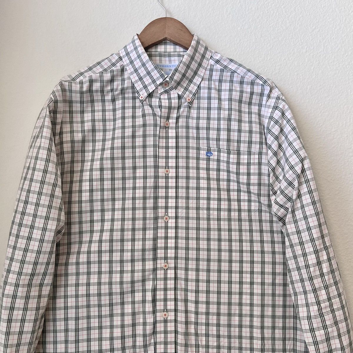 Southern Tide 🆕 Southern Tide Button Down - White w/ Green & Orange Plaid Size US L / EU 52-54 / 3 - 3 Thumbnail