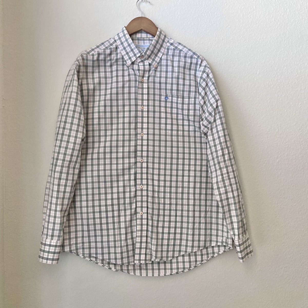 Southern Tide 🆕 Southern Tide Button Down - White w/ Green & Orange Plaid Size US L / EU 52-54 / 3 - 1 Thumbnail