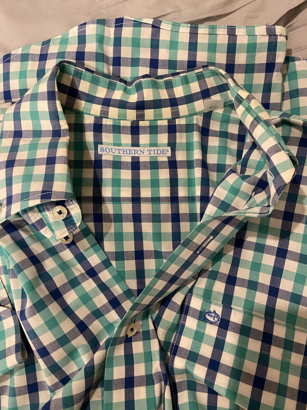 Southern Tide 🆕 Southern Tide Gingham Button Down Shirt -White,Blue,Green Size US L / EU 52-54 / 3 - 12 Thumbnail