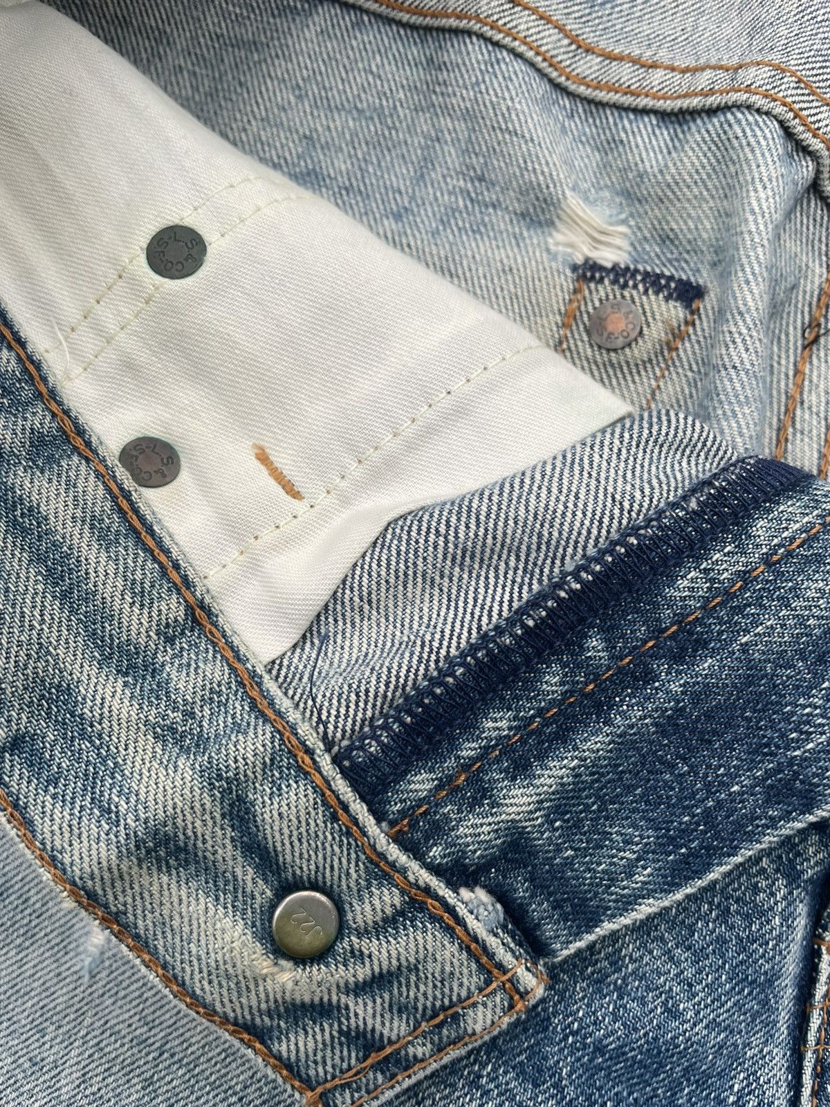 Levi's Vintage Levis 502 E Aging Selvedge Distressed Denim Size US 29 - 16 Thumbnail