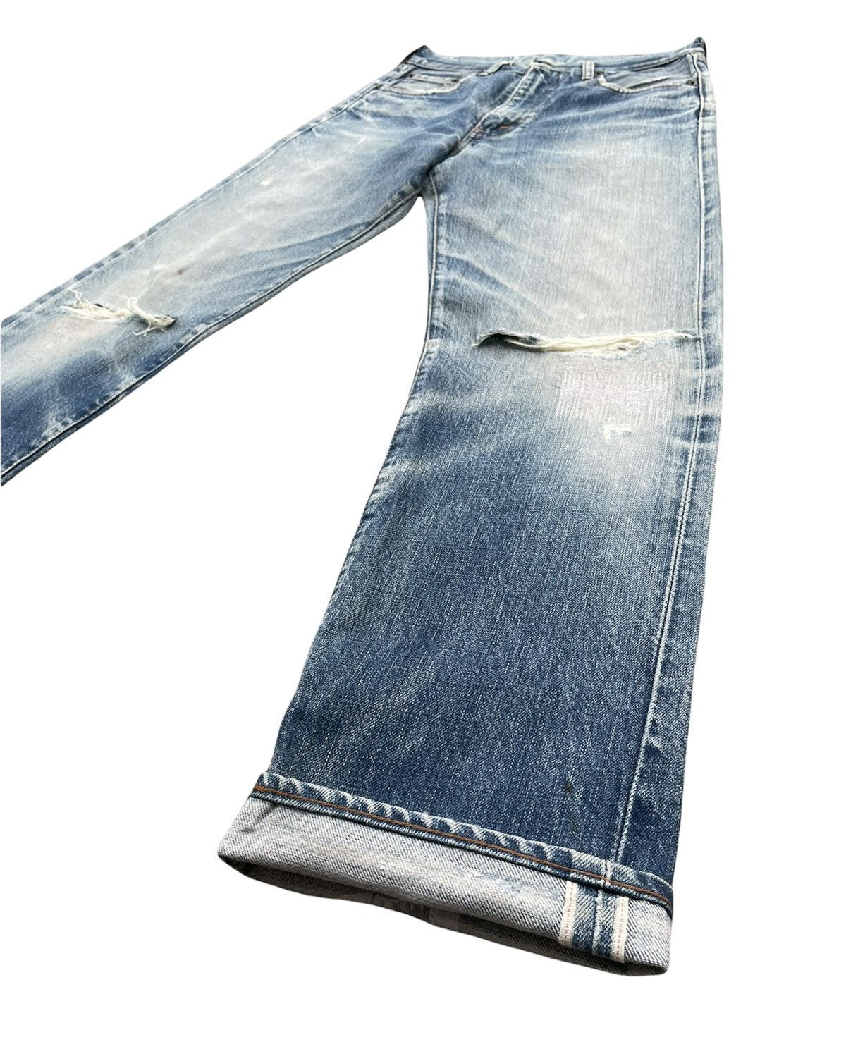 Levi's Vintage Levis 502 E Aging Selvedge Distressed Denim Size US 29 - 2 Thumbnail