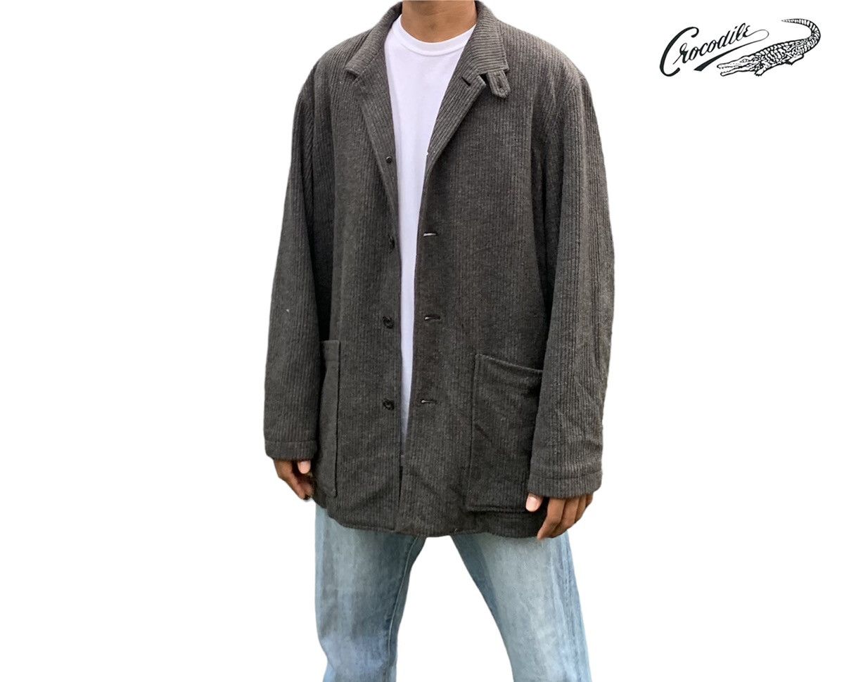 image of Vintage Chore Coat Corduroy Design By Crocodile Classic in Black, Men's (Size Large)