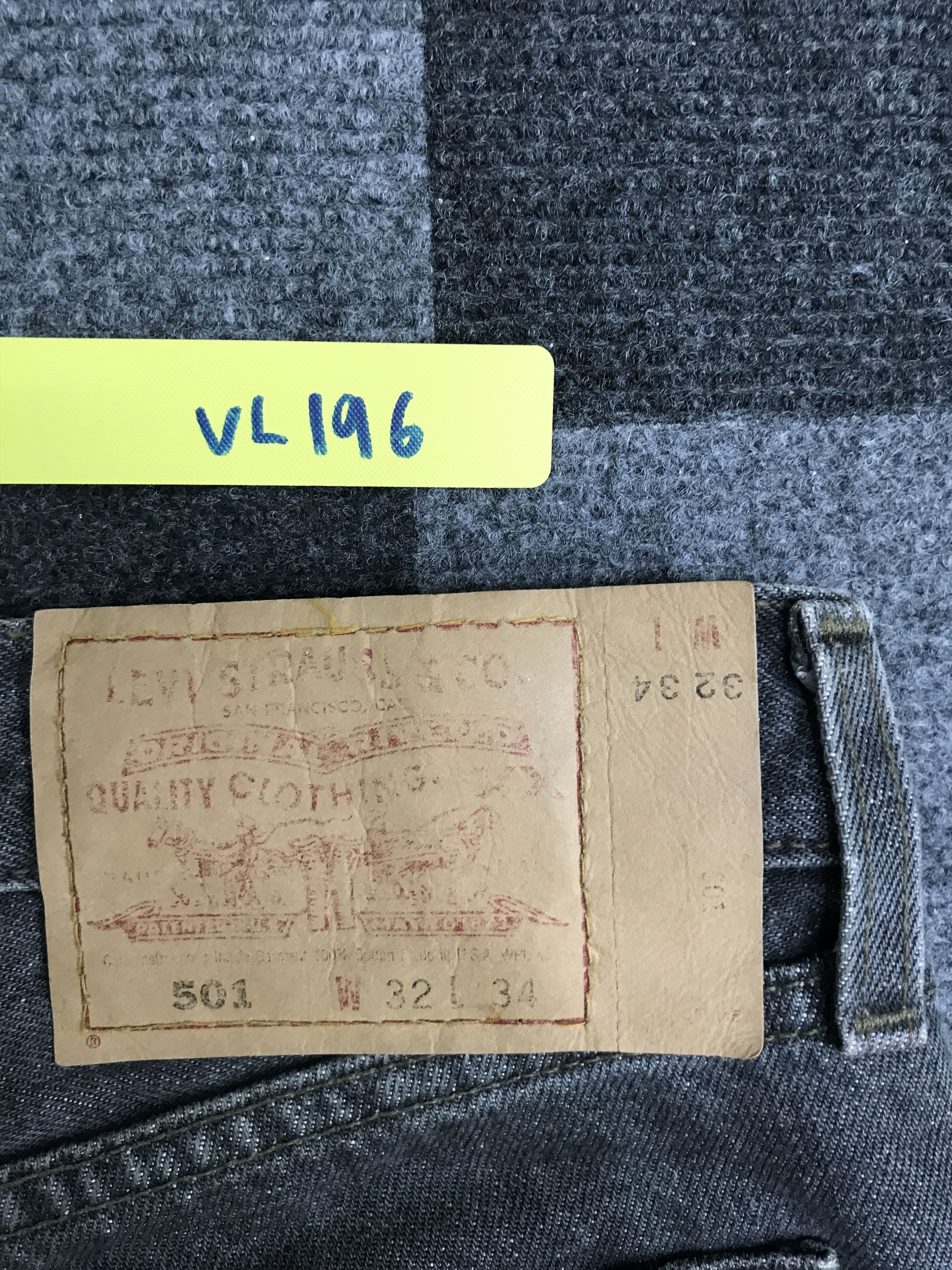 Levi's VL196- Vtg Levis 501 Original Black Wash Jeans Size US 33 - 14 Thumbnail