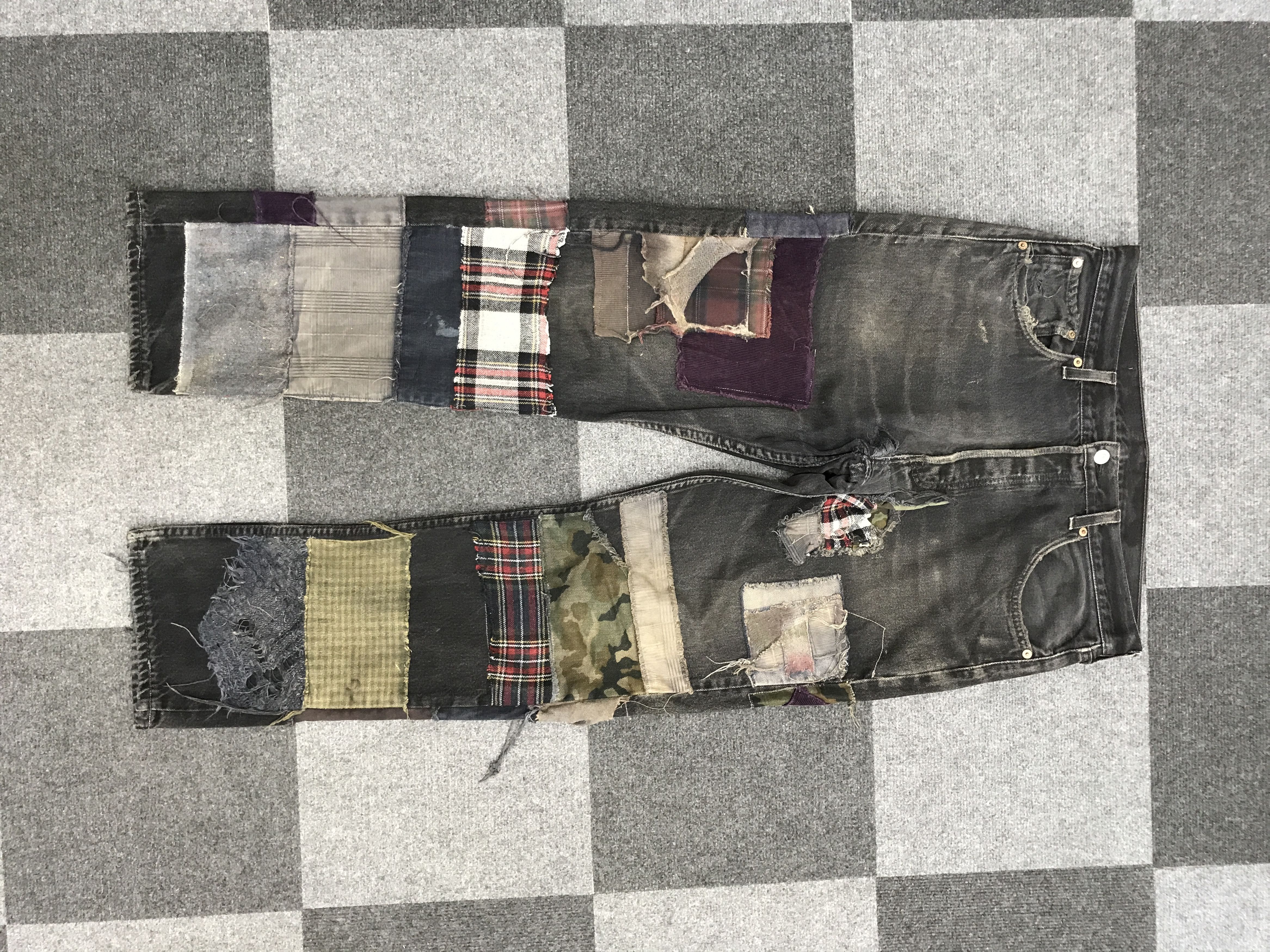 image of Distressed Denim x Levis Vl197-Vintage Levis X Estb Reconstructed Japan Hagi Jeans in Superblack Wa