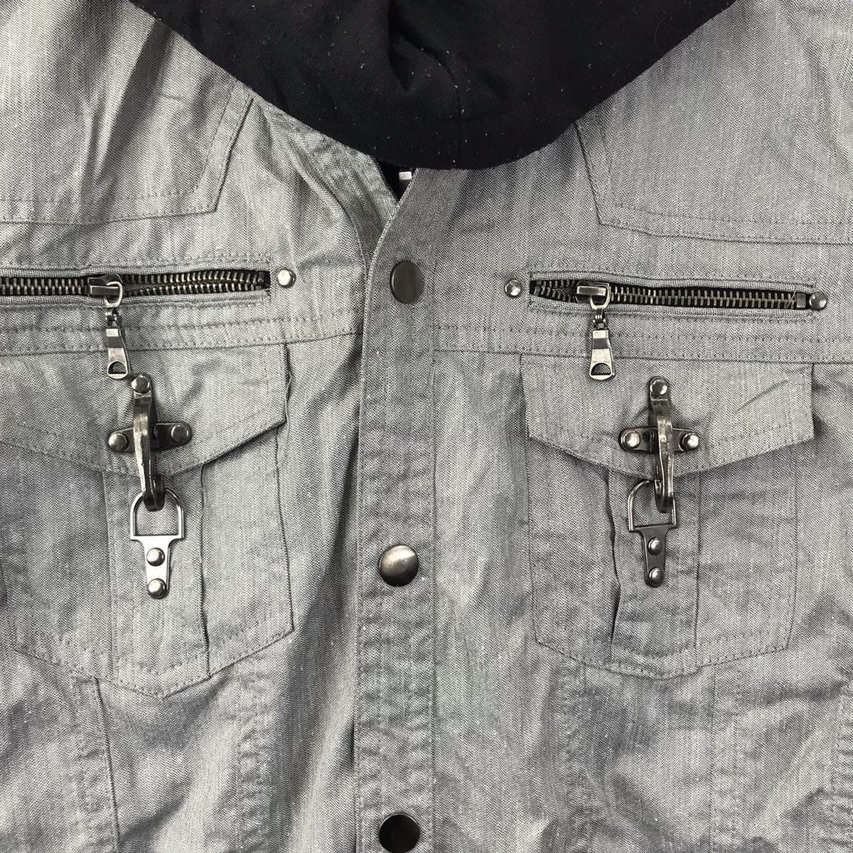 Japanese Brand SEMANTIC DESIGN Japanese Brand Grey Button Up Hooded Shirt Size US L / EU 52-54 / 3 - 3 Thumbnail