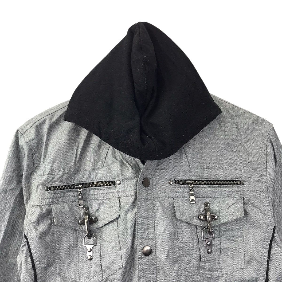Japanese Brand SEMANTIC DESIGN Japanese Brand Grey Button Up Hooded Shirt Size US L / EU 52-54 / 3 - 2 Thumbnail