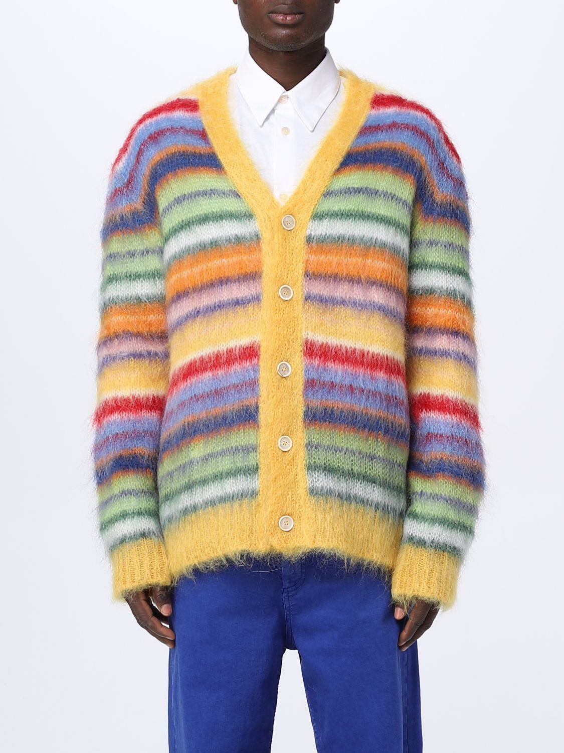 Wool Men's Multicolor Cardigan Graminarts Handmade Multicolor