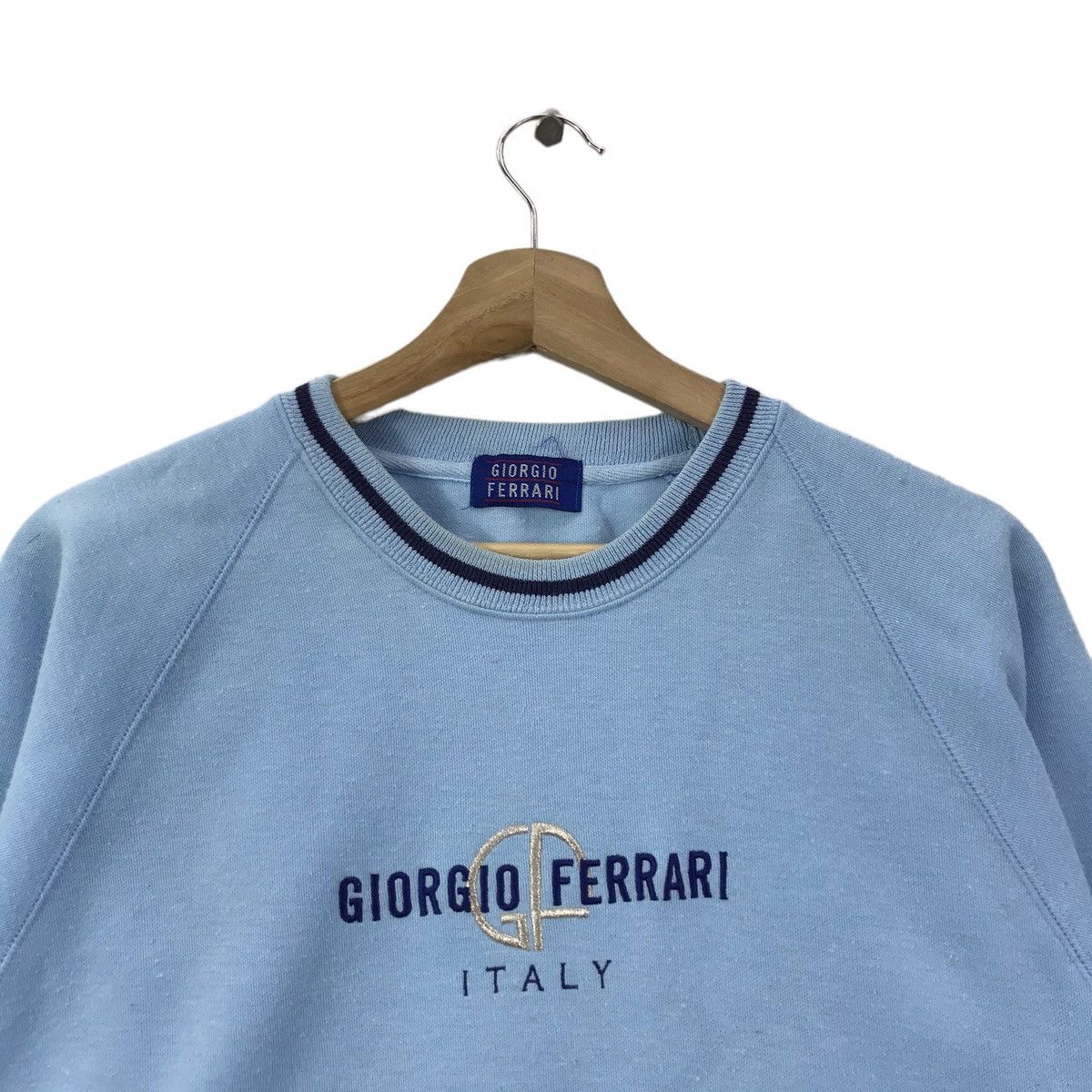 Vintage Vintage GIORGIO FERRARI Italy Blue Sweatshirt Size US M / EU 48-50 / 2 - 2 Thumbnail
