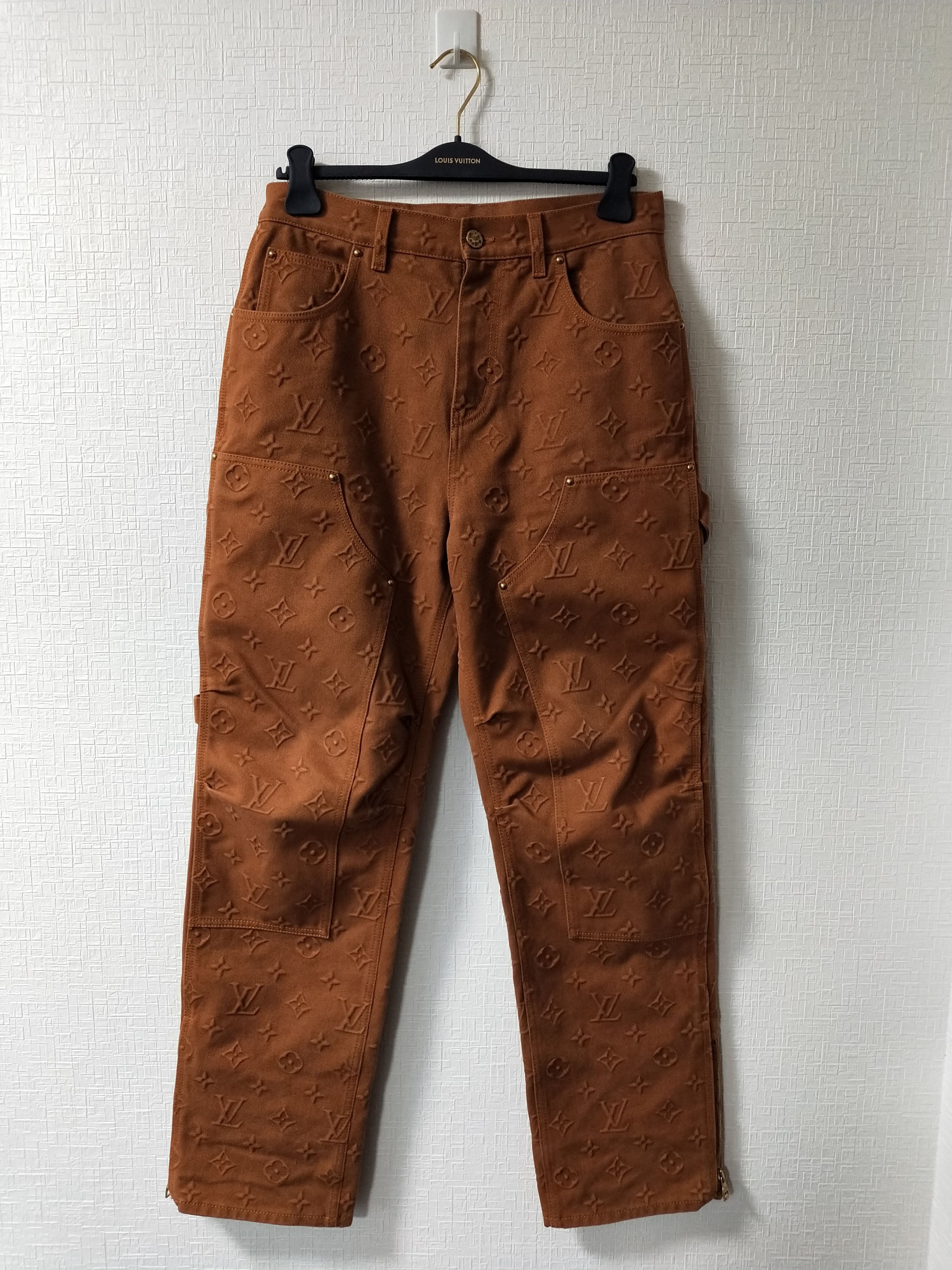 Louis Vuitton x Virgil Abloh Monogram Workwear Denim Carpenter Pants  Brown