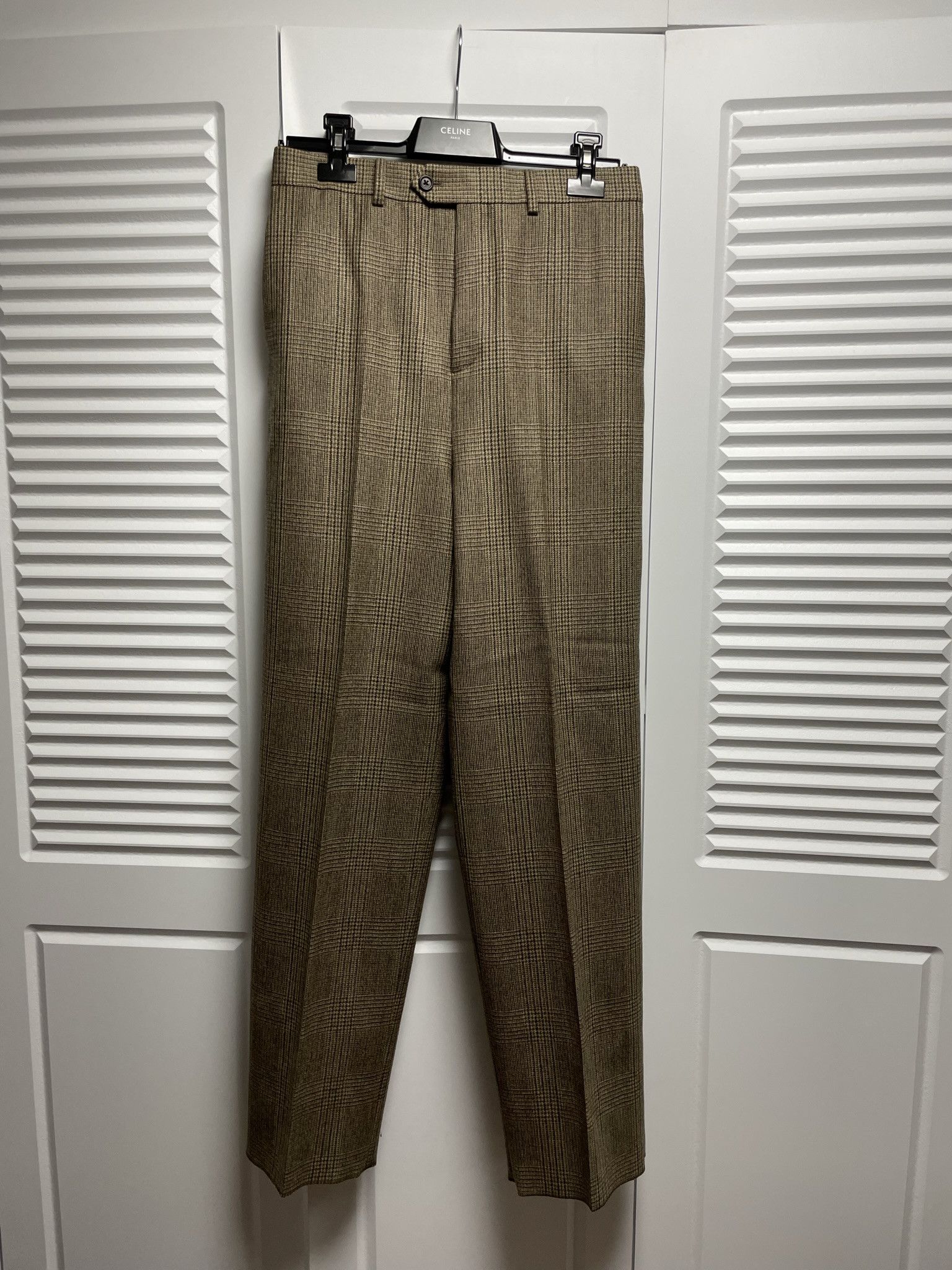 Celine FW21 Cropped Prince of Wales Checked Wool Trousers | Grailed