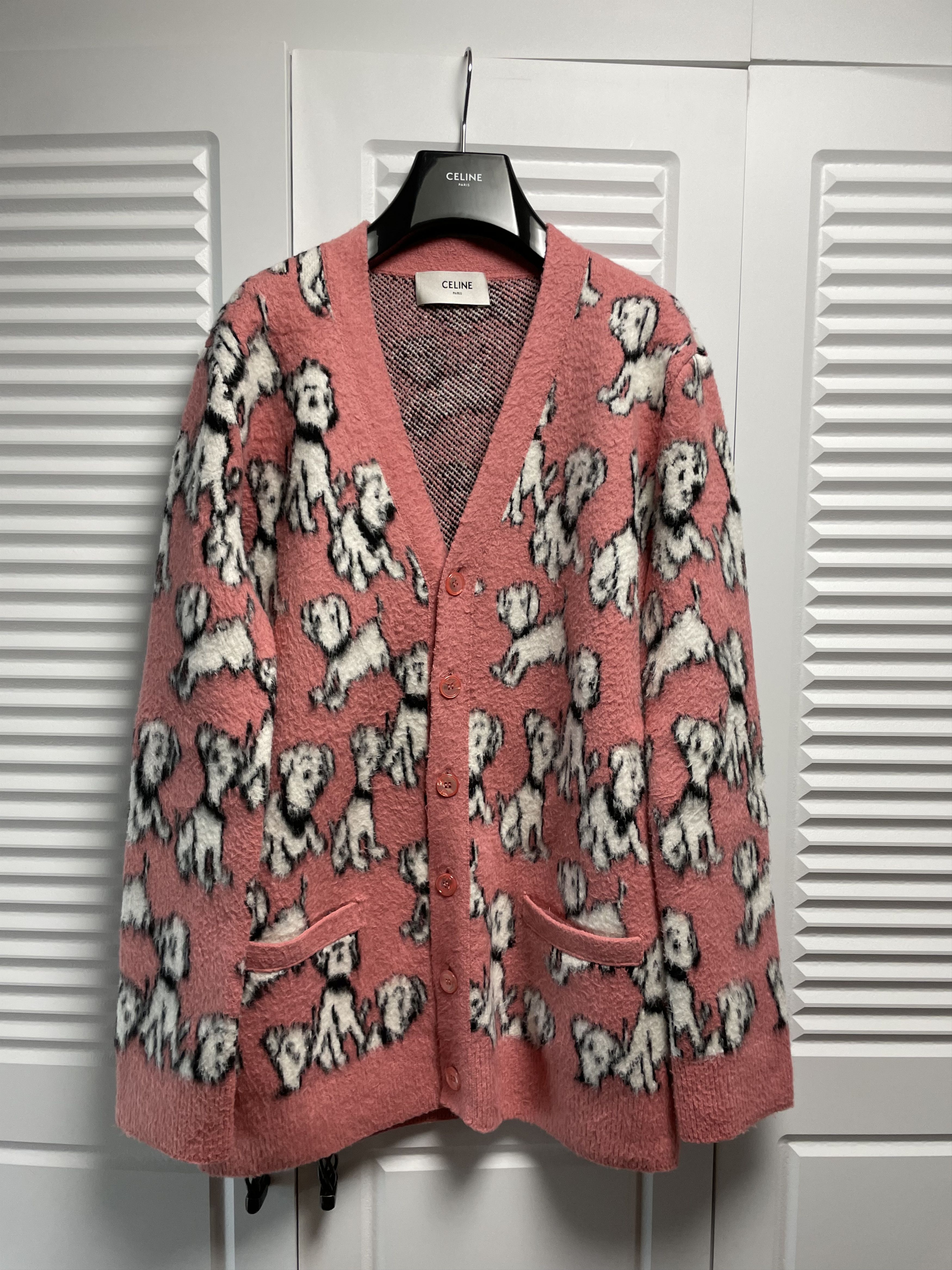 image of Celine Ss22 Amy Dorian Artist Jacquard Cardigan in Pink, Men's (Size XS)