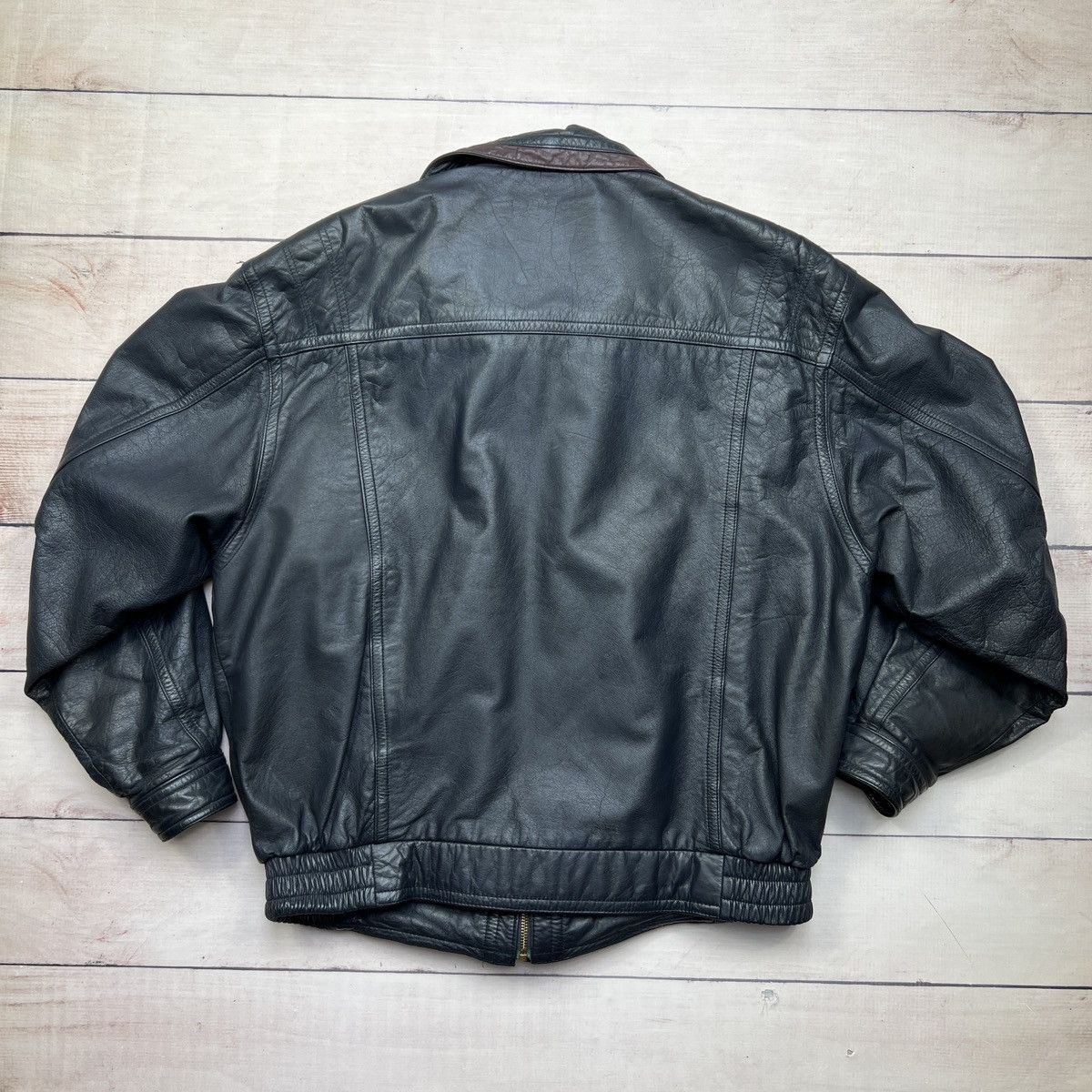 Leather Vintage Black Leather Jacket Biker Motor Jacket Real Leather Size US L / EU 52-54 / 3 - 8 Thumbnail