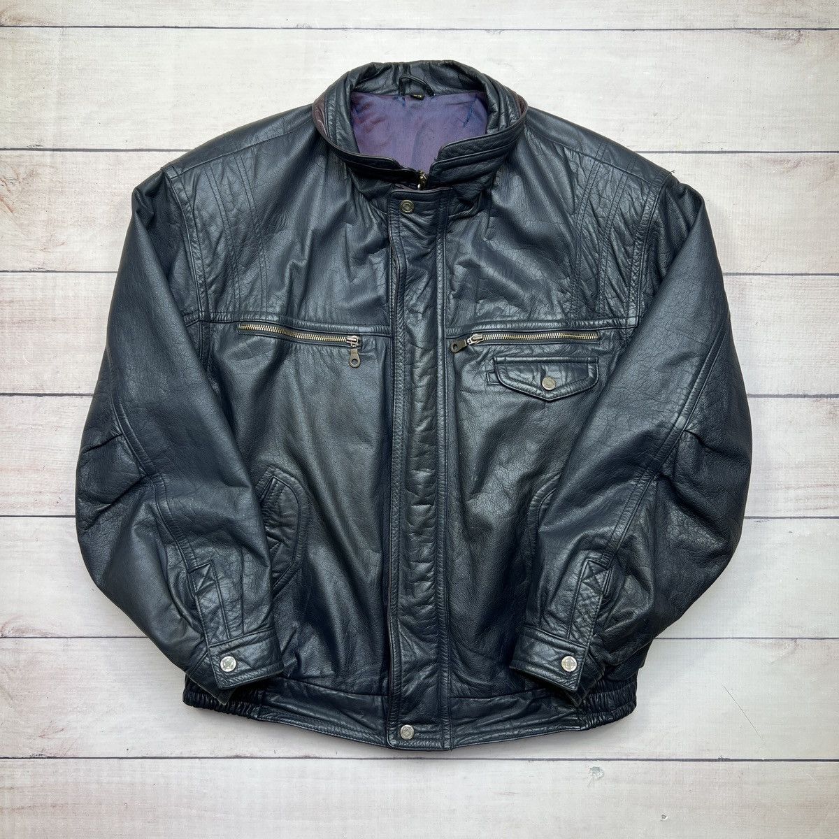 Leather Vintage Black Leather Jacket Biker Motor Jacket Real Leather Size US L / EU 52-54 / 3 - 5 Thumbnail
