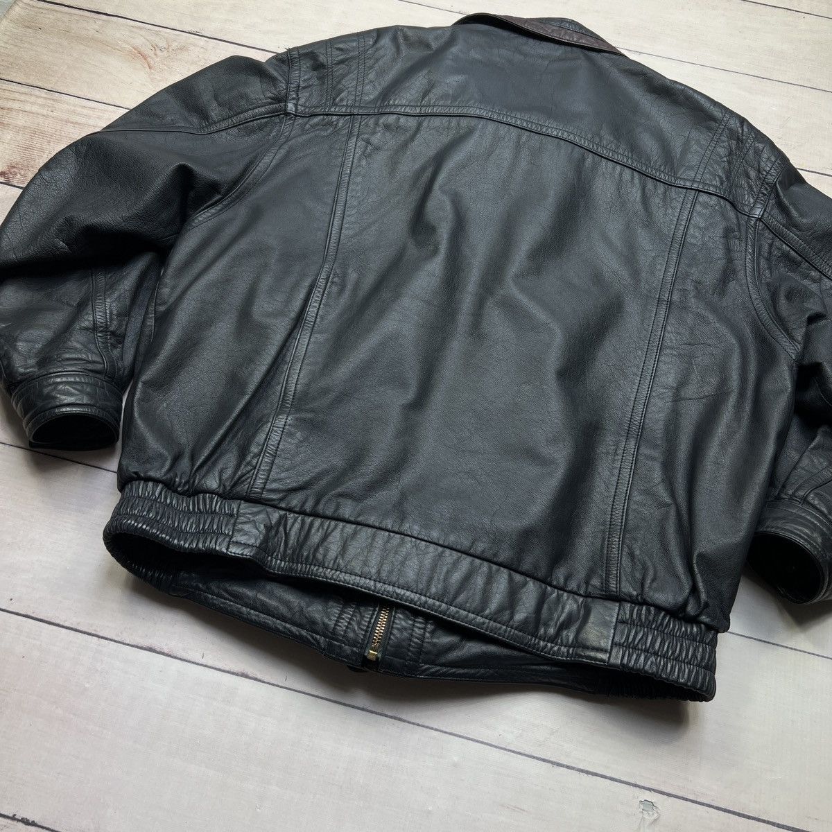 Leather Vintage Black Leather Jacket Biker Motor Jacket Real Leather Size US L / EU 52-54 / 3 - 9 Thumbnail
