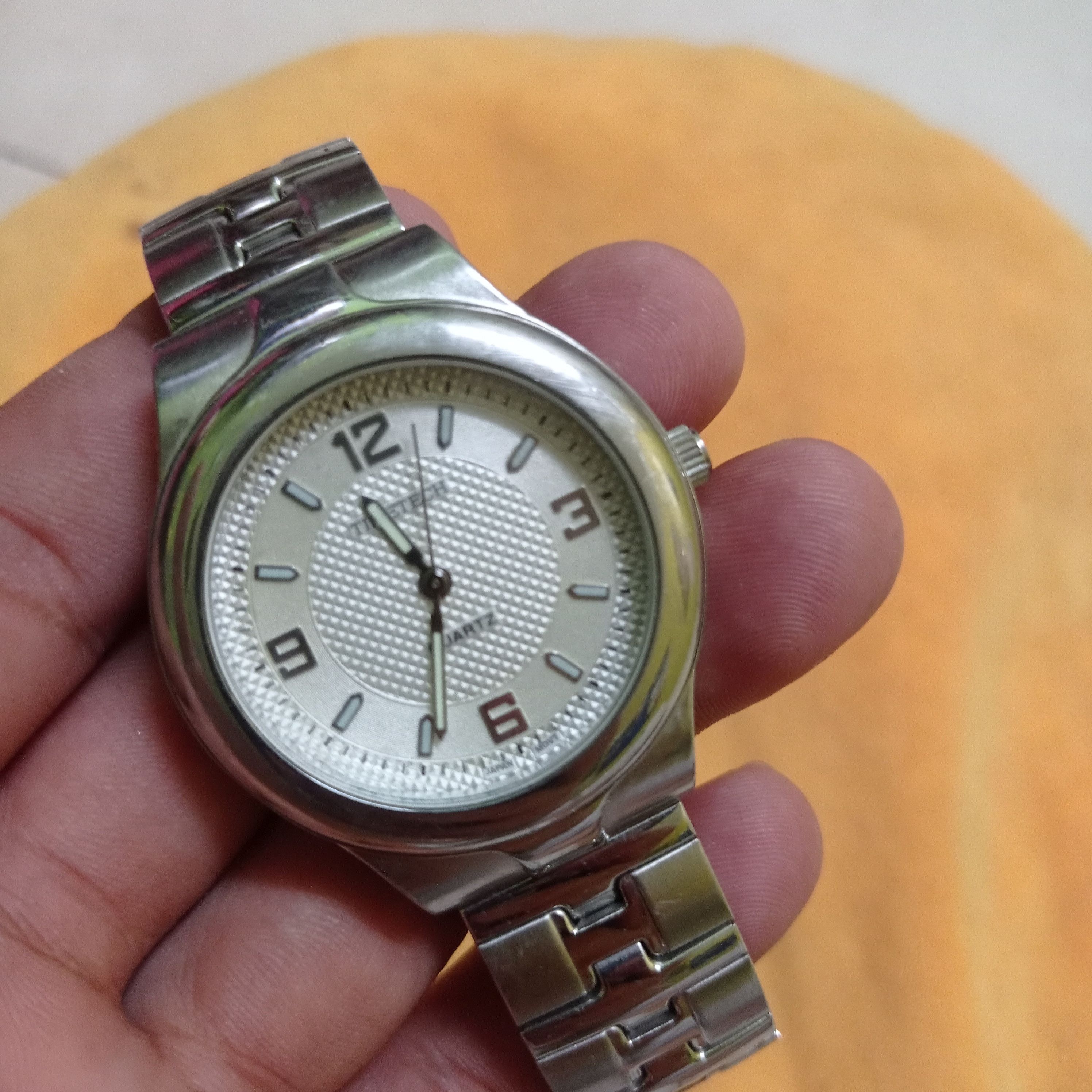 Watch Offersvintage Timetech Quartz Japan Movement Engine in Silver, Men's