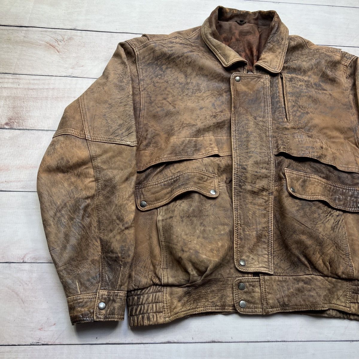 Leather Vintage Leather Jacket Brown Biker Motor Jacket Real Leather Size US L / EU 52-54 / 3 - 2 Thumbnail