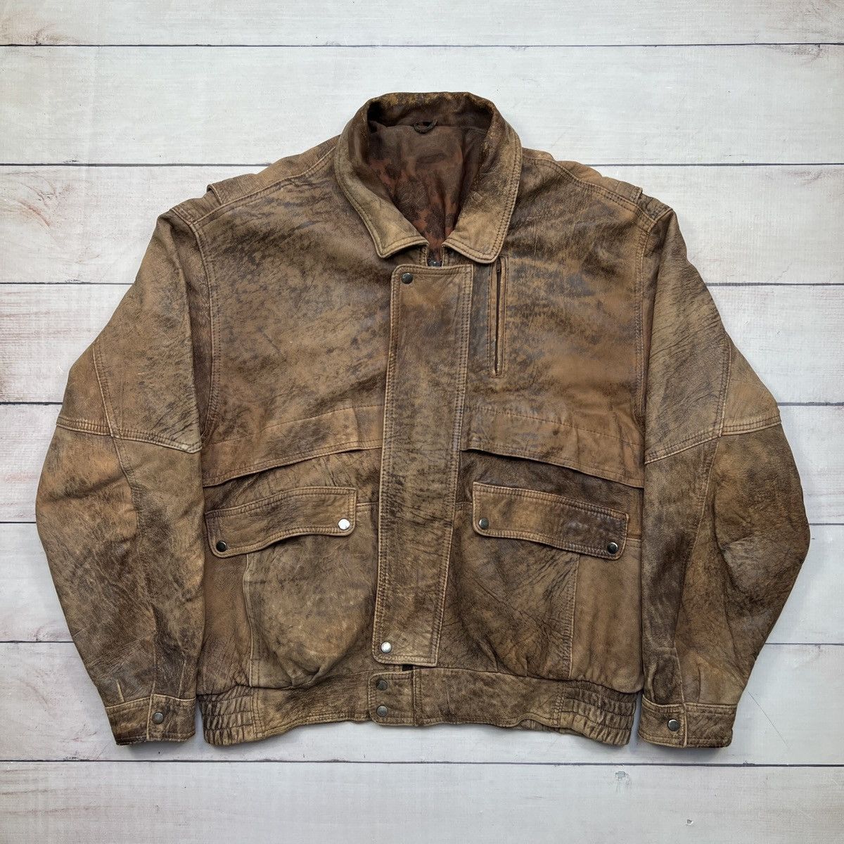 Leather Vintage Leather Jacket Brown Biker Motor Jacket Real Leather Size US L / EU 52-54 / 3 - 1 Thumbnail