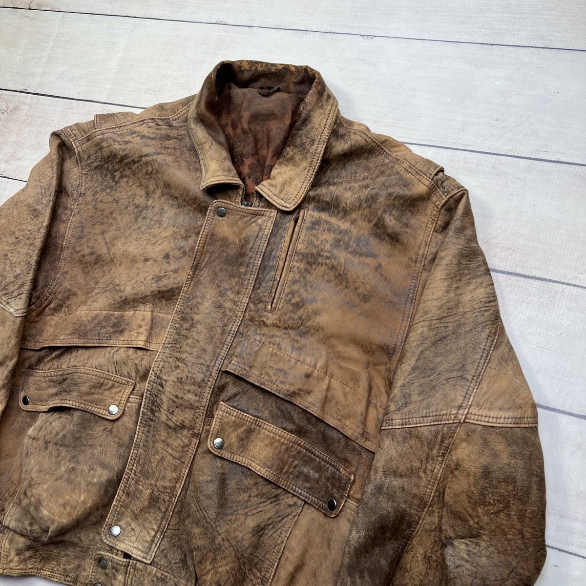 Leather Vintage Leather Jacket Brown Biker Motor Jacket Real Leather Size US L / EU 52-54 / 3 - 3 Thumbnail
