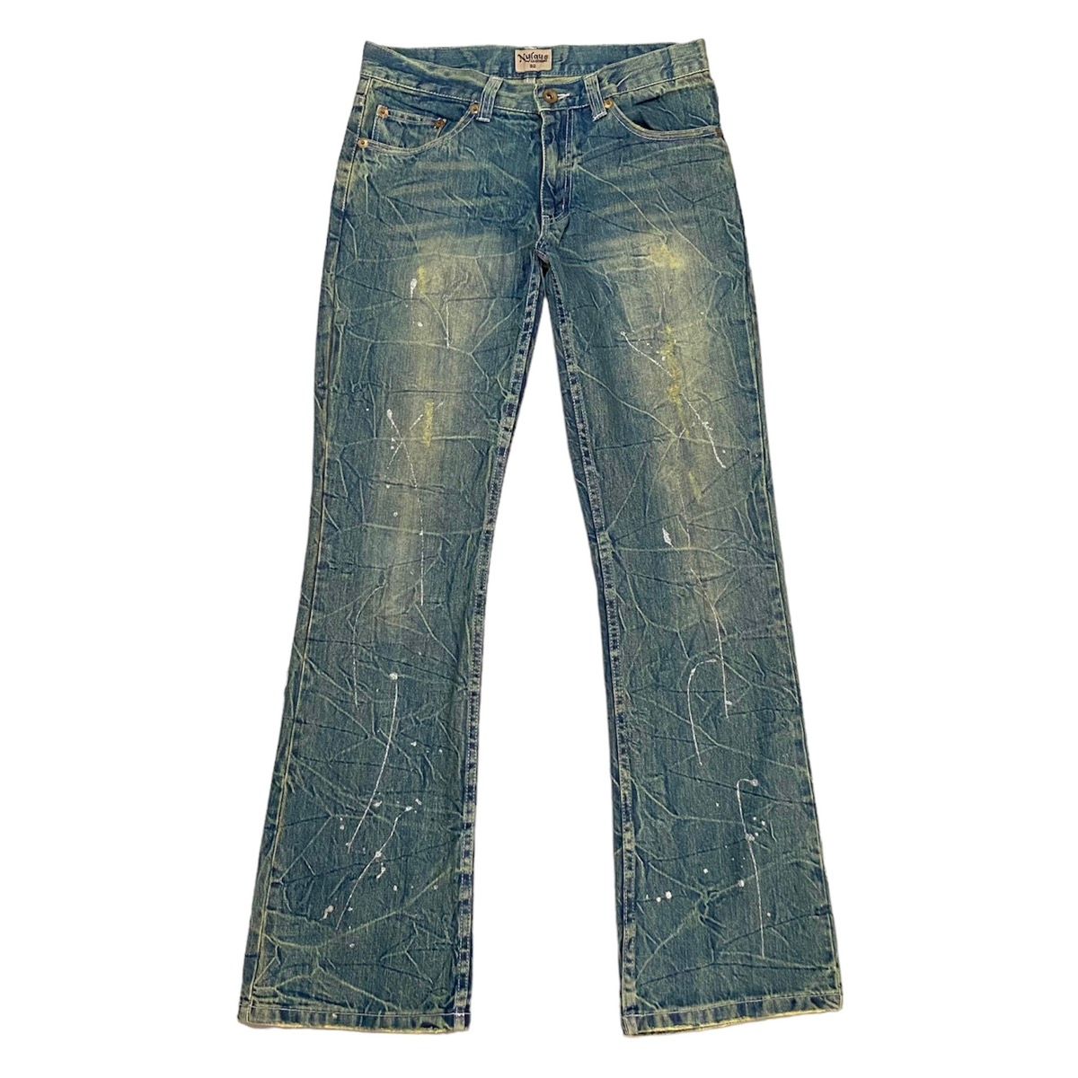 Pre-owned Beauty Beast X If Six Was Nine - Vintage Nylaus Raw Faded Flared Pants In Vintage Washed Denim
