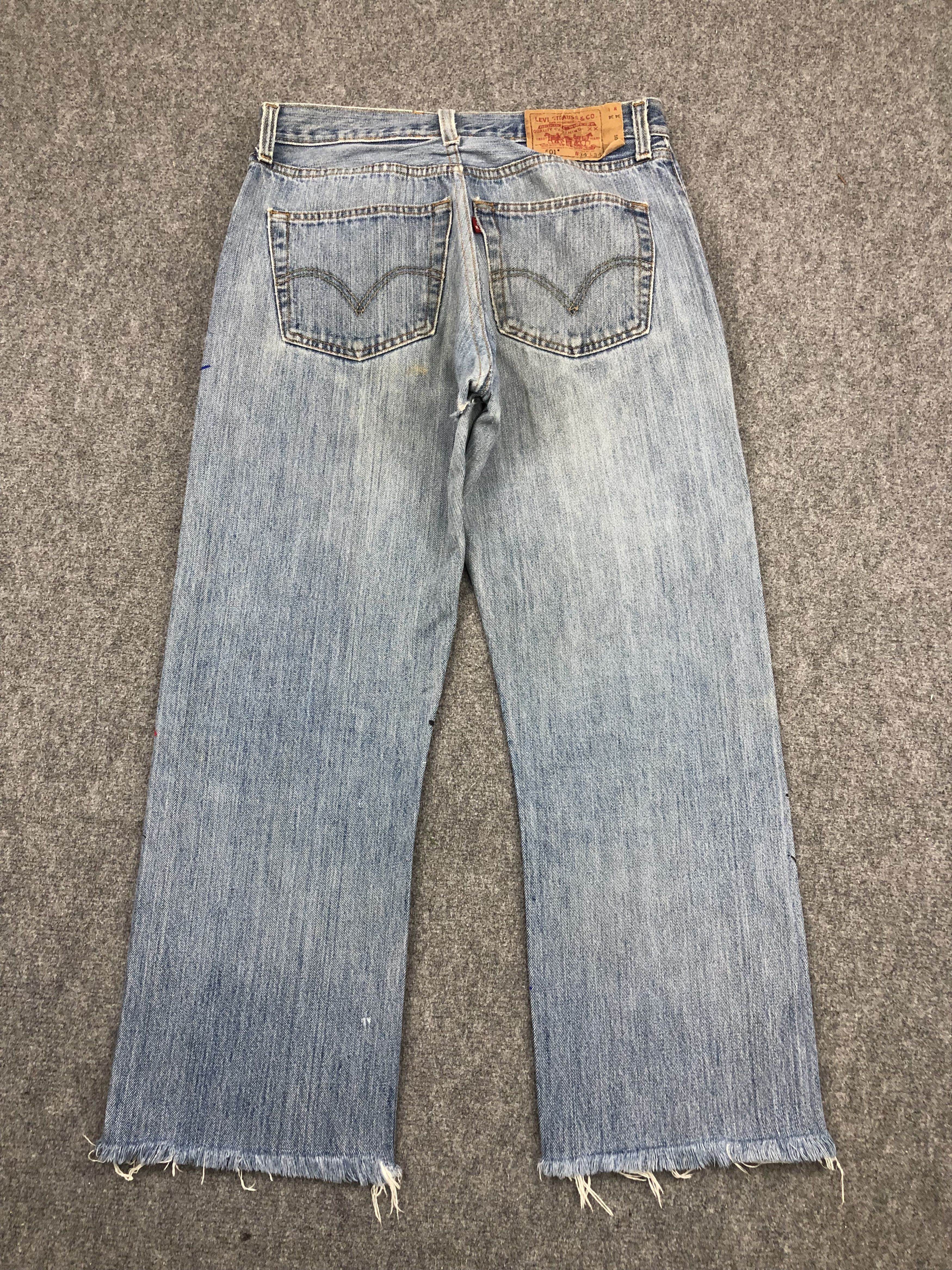 Levi's Vintage Levis 501 Splatter Paint Faded Blue Jeans DP1349 Size US 30 / EU 46 - 3 Thumbnail