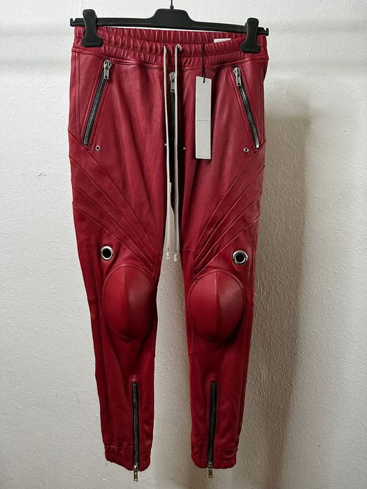 Rick Owens Super rare!! Rick Owens Biker joggers in RED!! | Grailed
