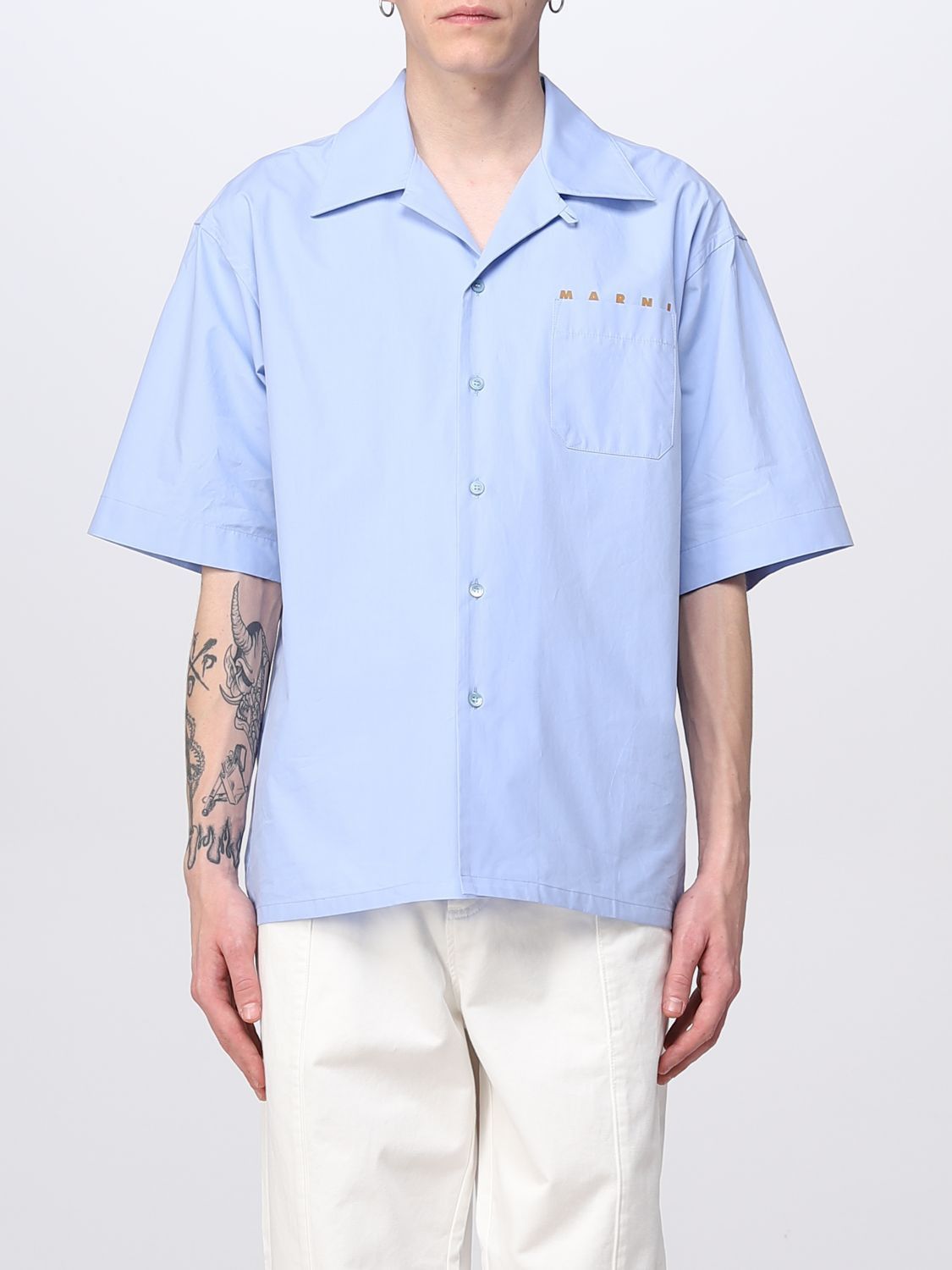 Marni Shirt Men Gnawed Blue