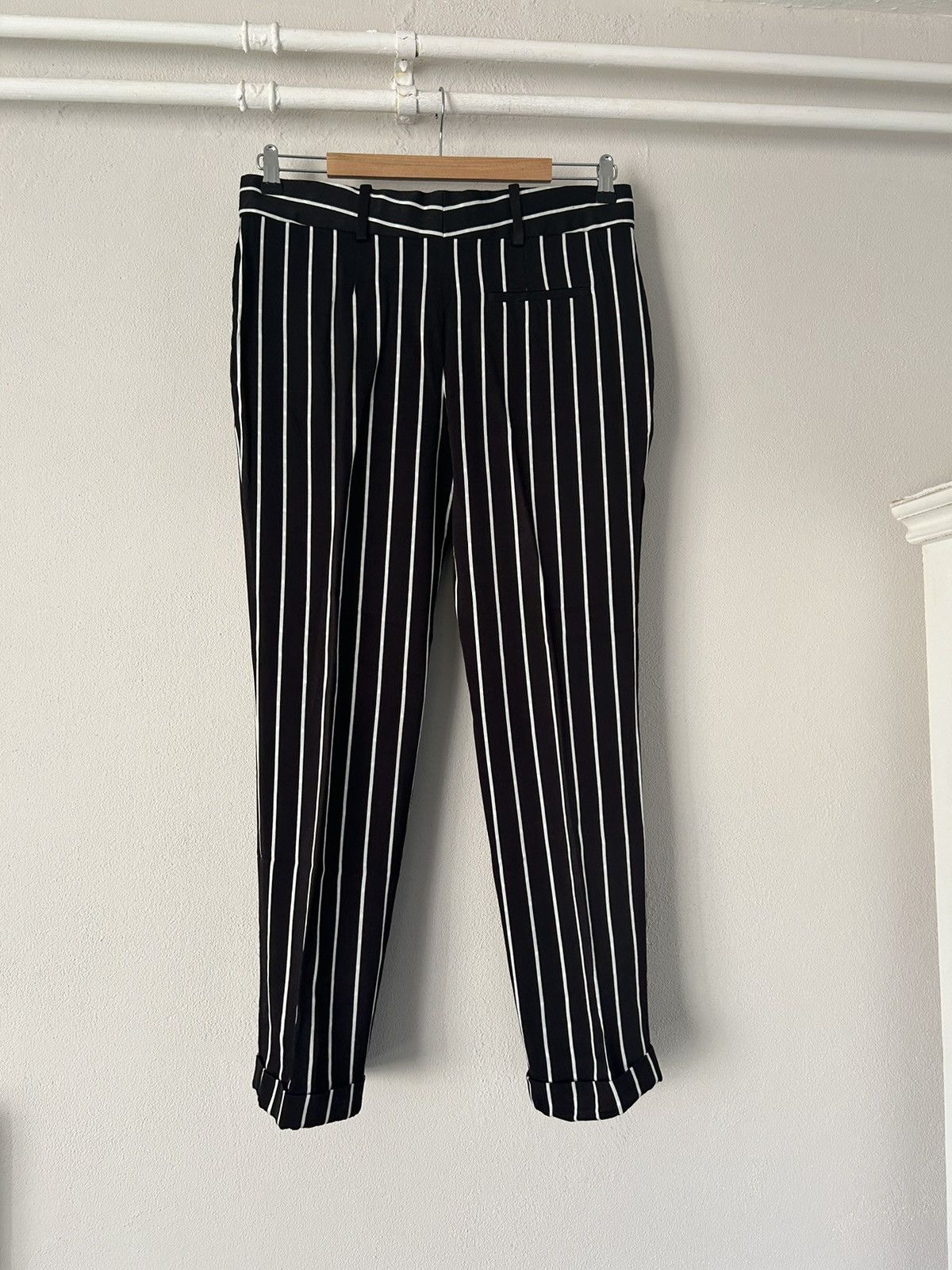 Haider Ackermann Black/White Striped Viscose Pants Size US 32 / EU 48 - 6 Thumbnail